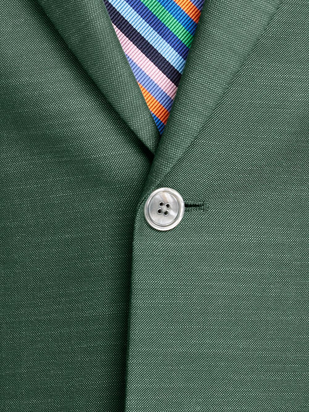 Microfiber Linen Blend Single Breasted Peak Lapel Suit Jacket - Green Product Image