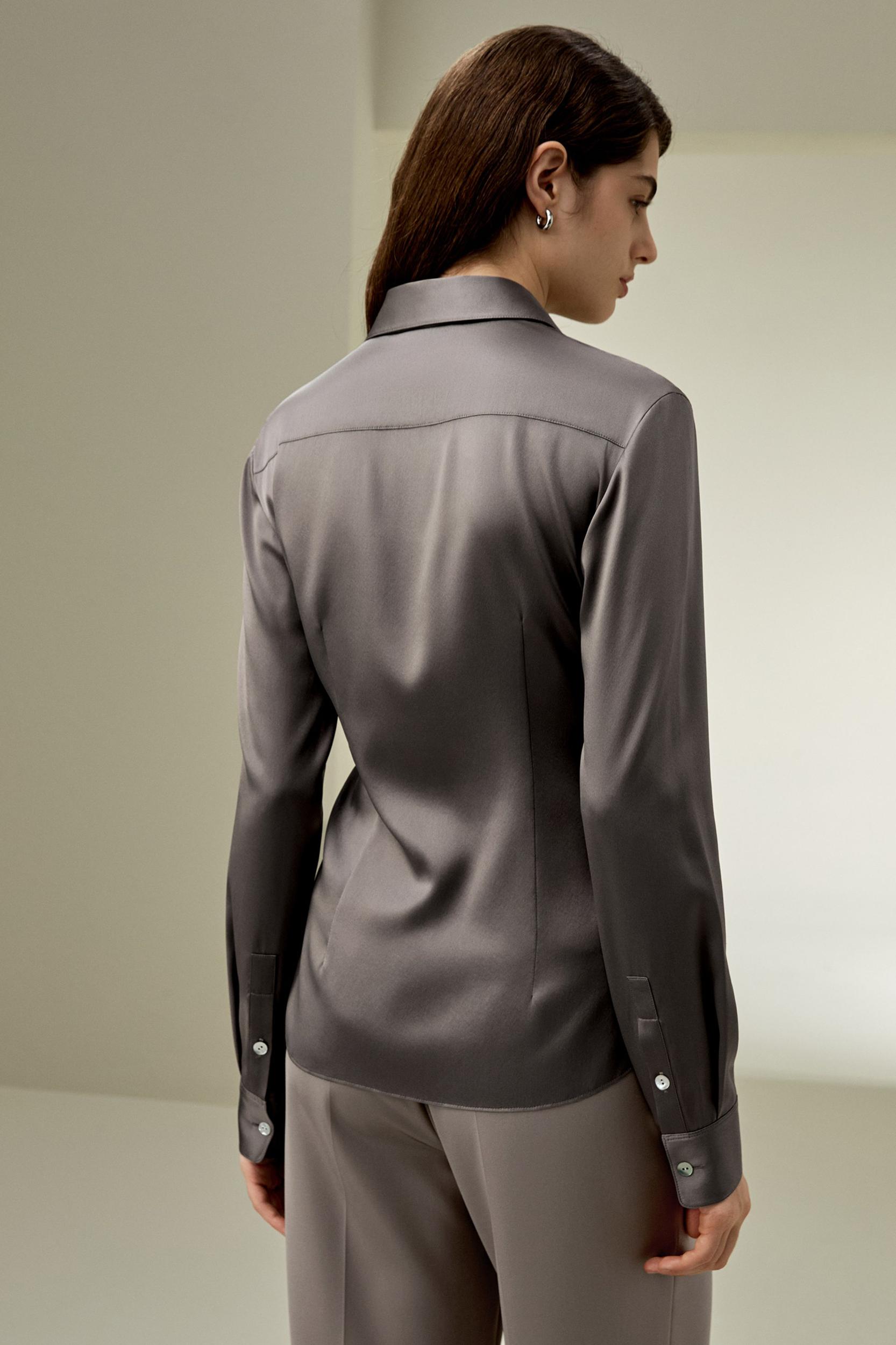 LILYSILK Silk Shirt Women - Black Natural Silk - Gorgeous Hidden Placket Tops XS Product Image