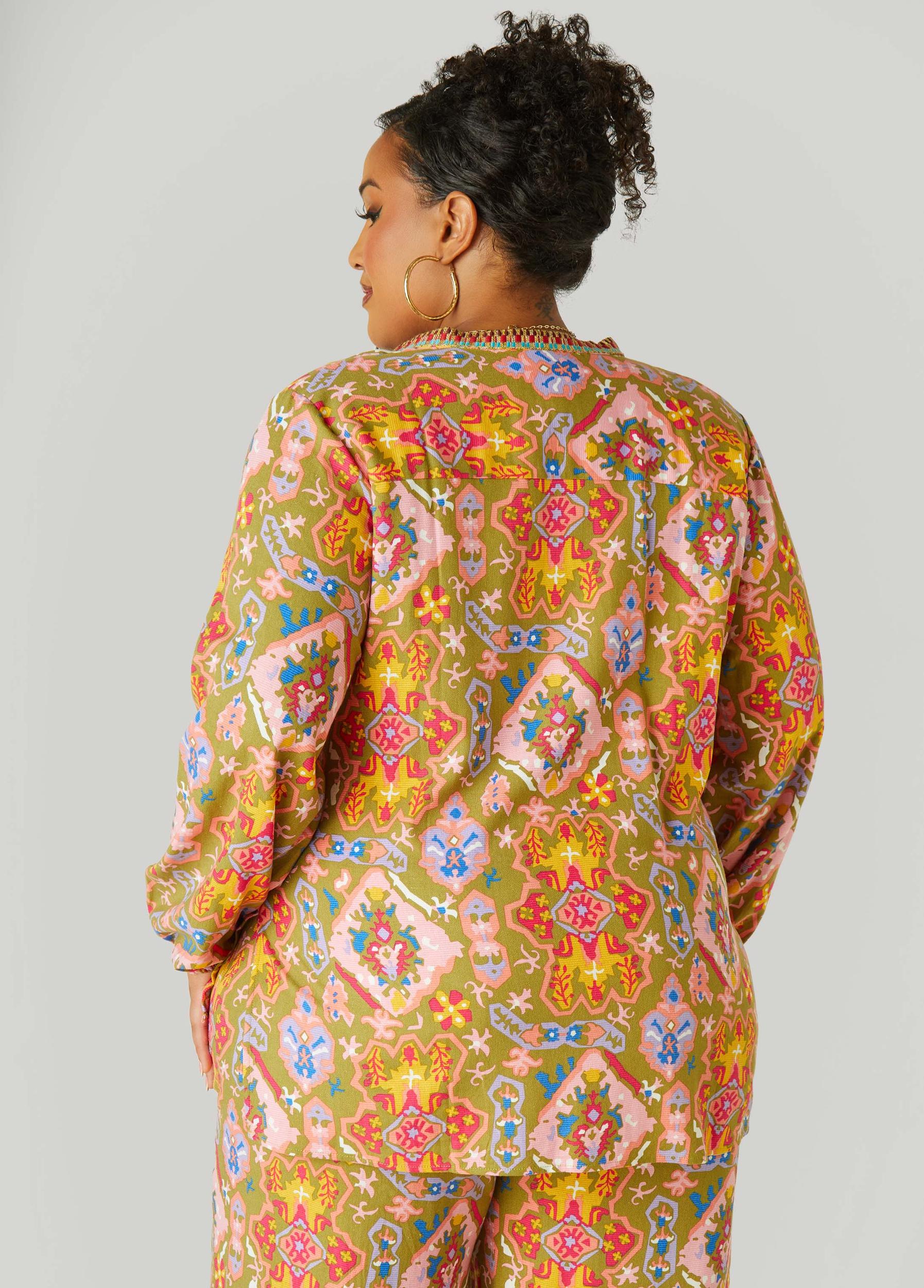 Plus Size Abstract Print Wide Leg Pants Ashley Stewart Product Image