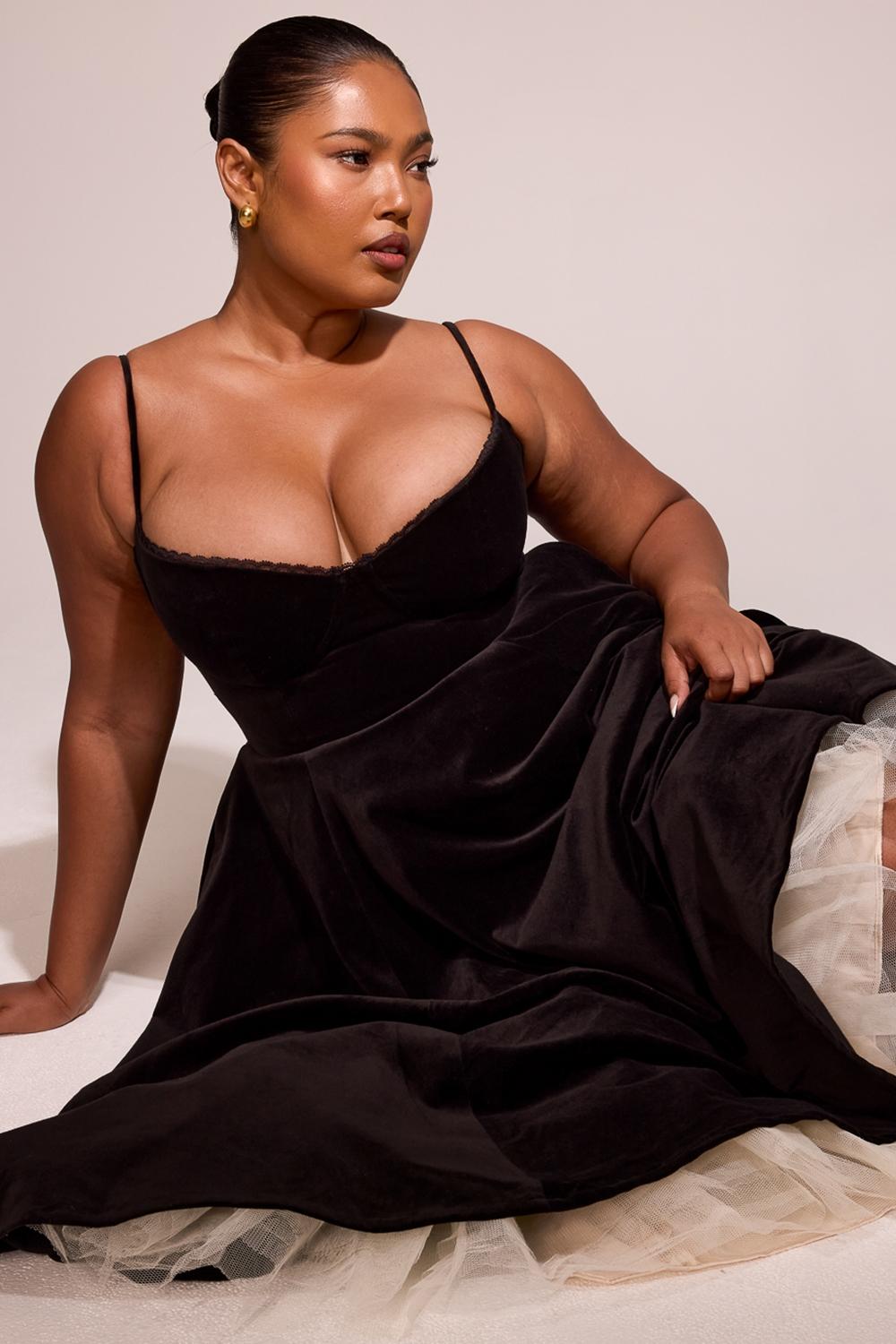 Mademoiselle  black velvet tulle midi dress + bolero Product Image