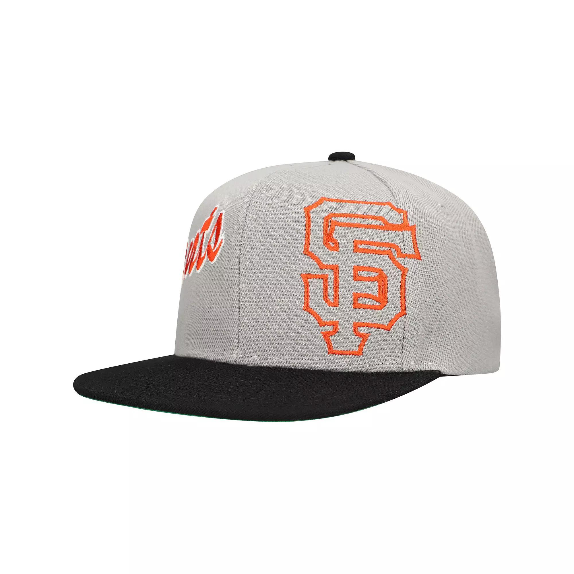 Men's Mitchell & Ness Gray San Francisco Giants Knock Out Panel Snapback Hat, Grey Product Image