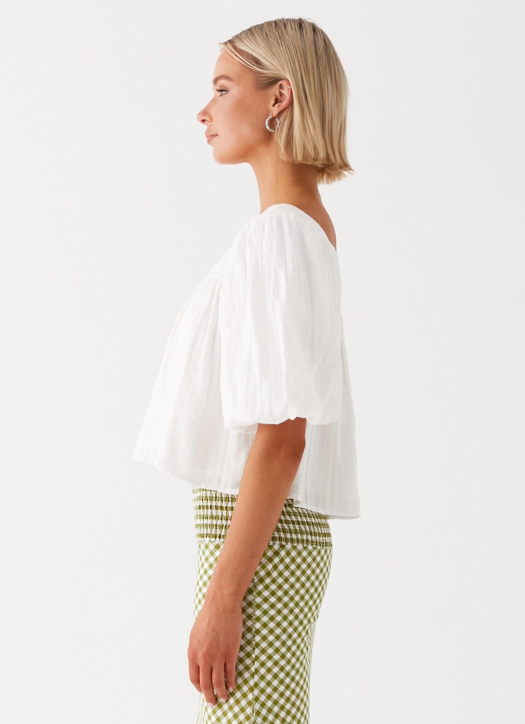 Tanika Puff Sleeve Top - White Product Image