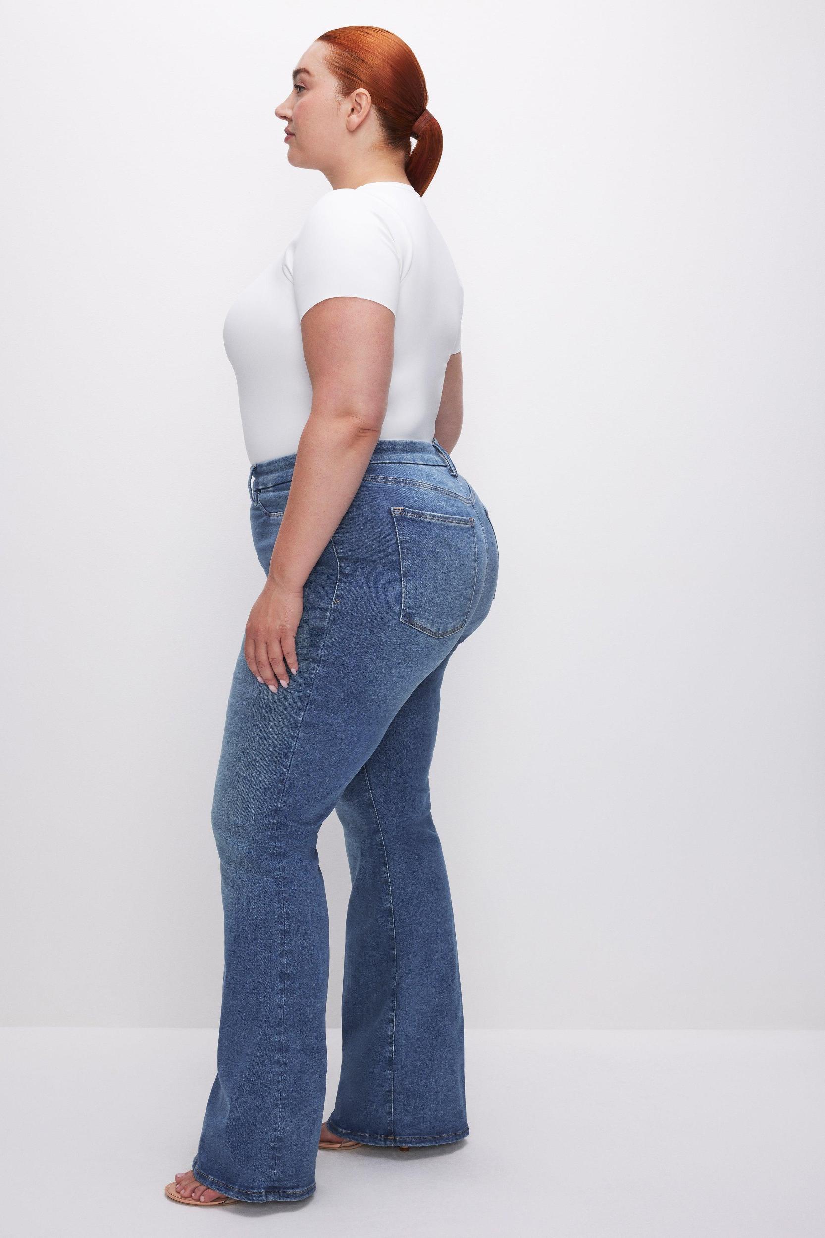 POWER STRETCH PULL-ON FLARE JEANS | INDIGO490 Product Image