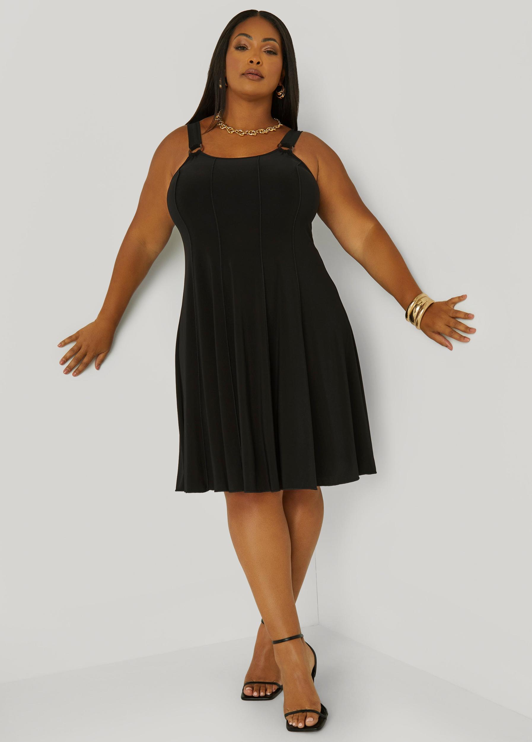 Ring Embellished Seamed Dress Product Image