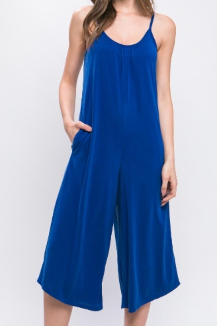 Palazzo Jumpsuit in Royal Blue Midi Length Product Image