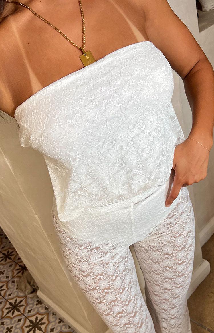 Ibiza White Lace Strapless Top Product Image