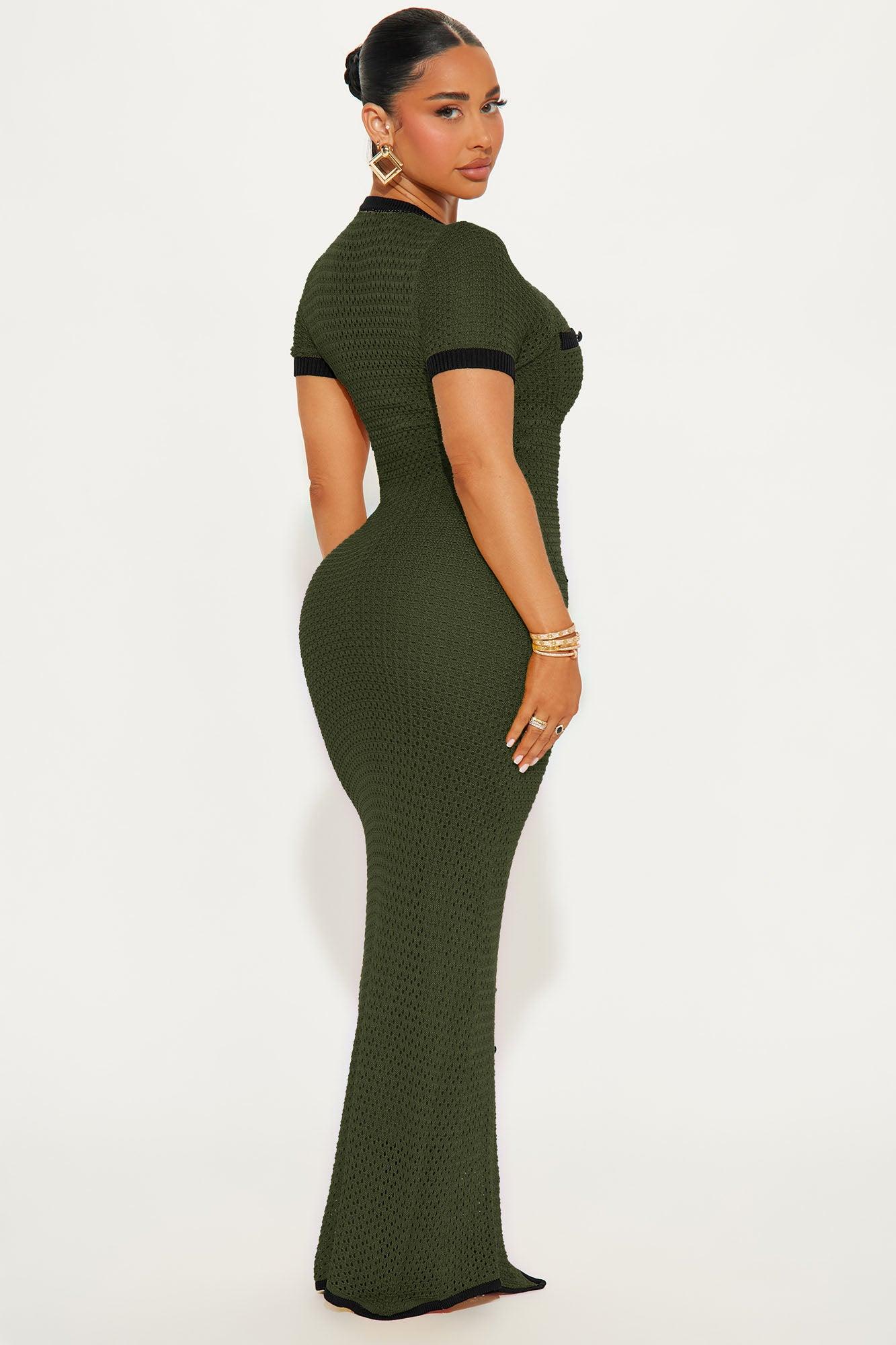 Elena Crochet Maxi Dress - Olive Female Product Image