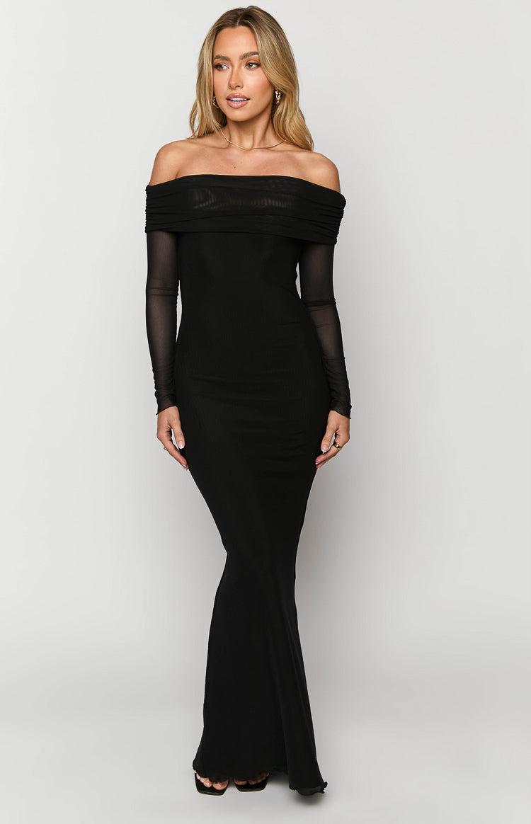 Coraline Black Long Sleeve Maxi Dress Product Image