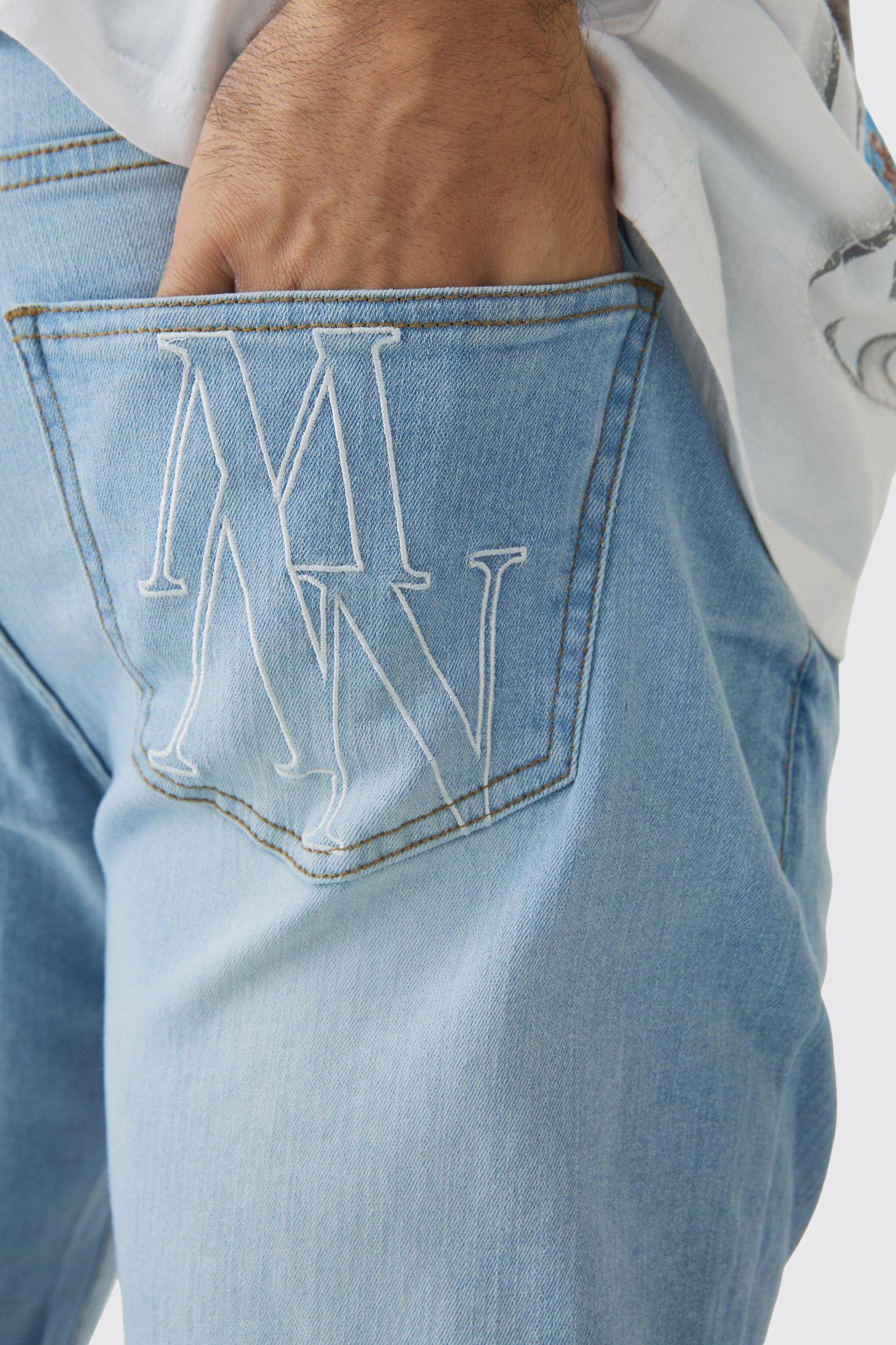 Skinny Stretch Stacked Ripped Jeans | boohooMAN USA Product Image