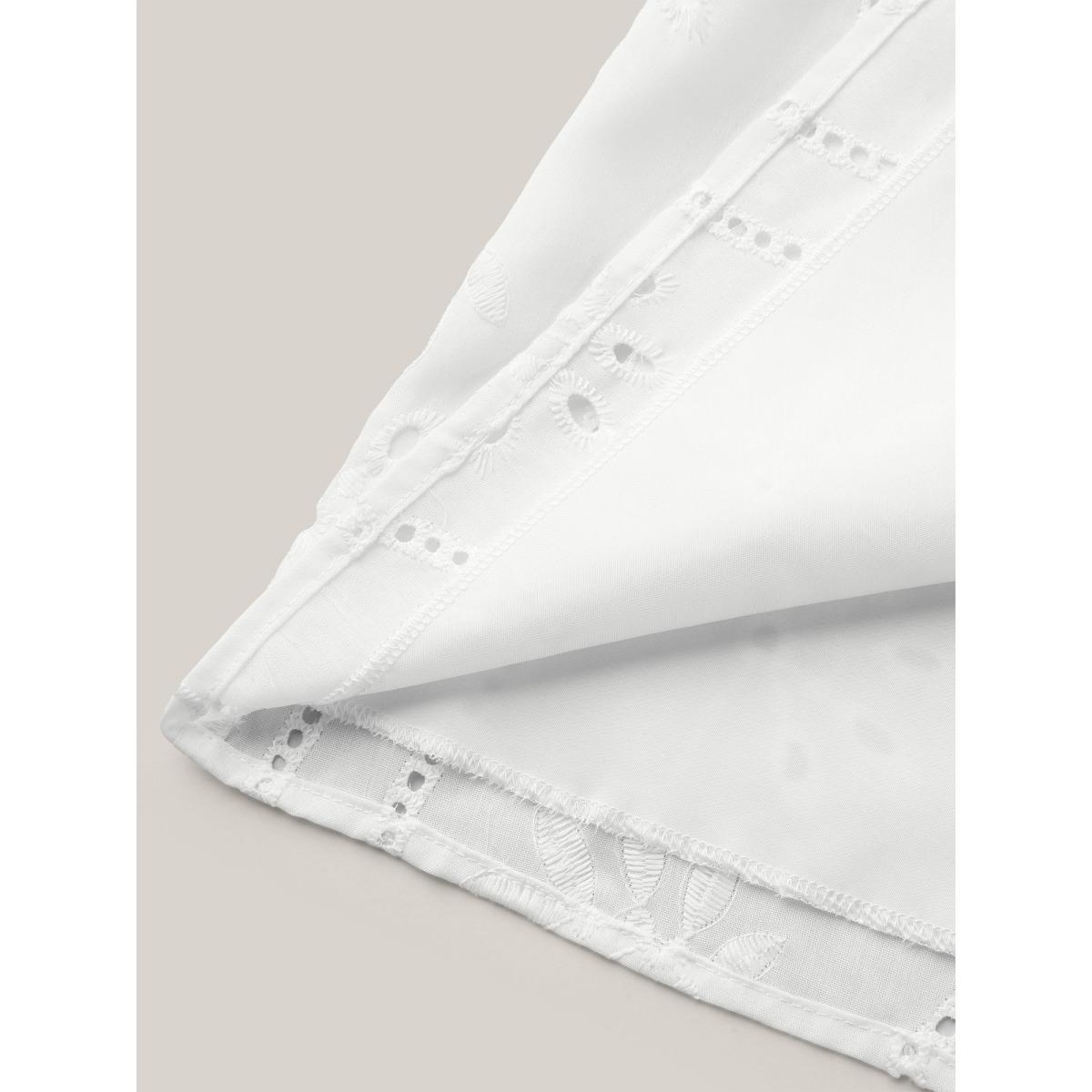 Plus Size Originalwhite Embroidered Petal Sleeve Sheer Shirt Women Elegant Short sleeve Notched collar Everyday Blouses BloomChic 22-24/3X Product Image