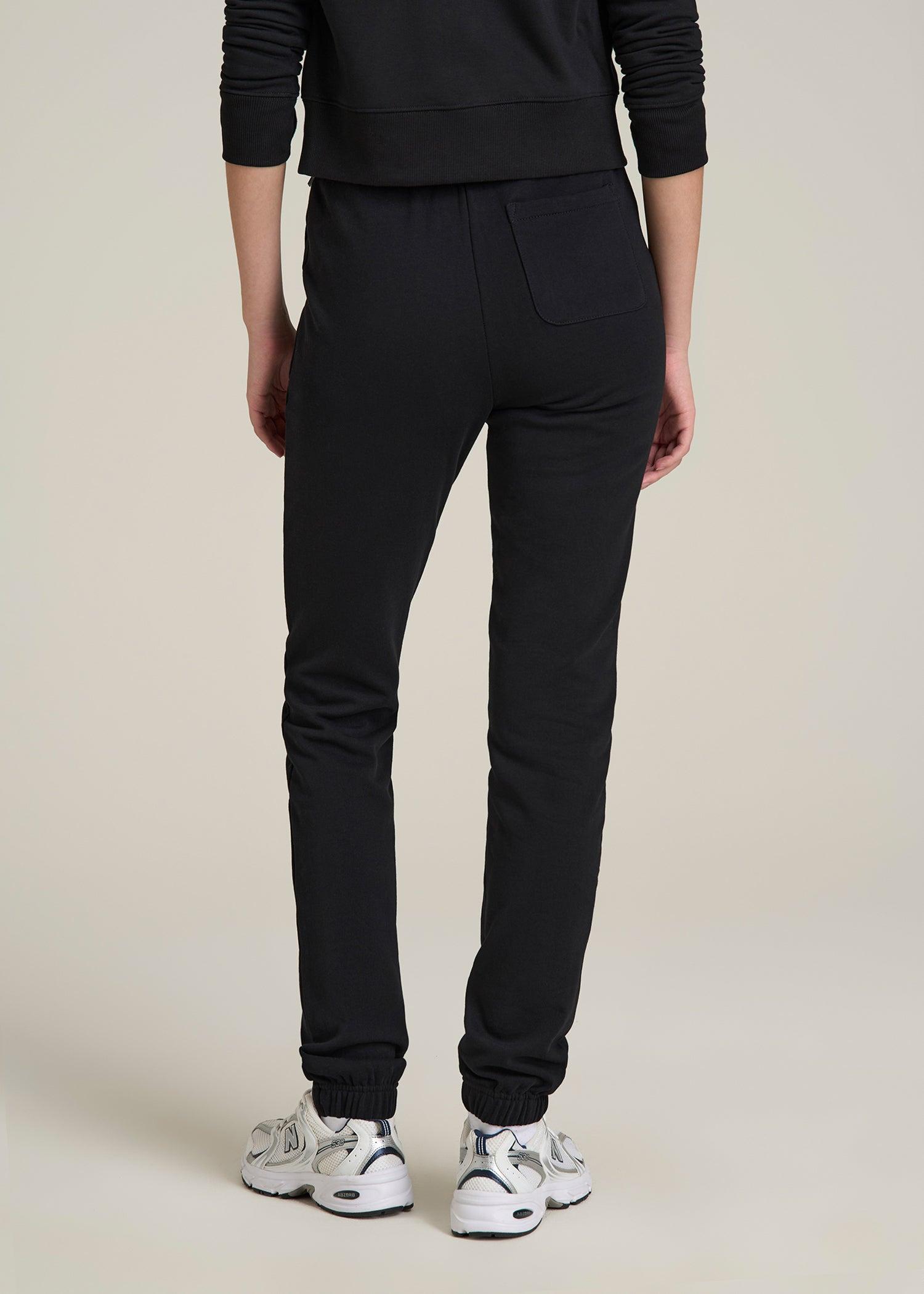 Wearever Fleece Slim Fit High-Waisted Garment Dye Sweatpants for Tall Women in Black Female Product Image