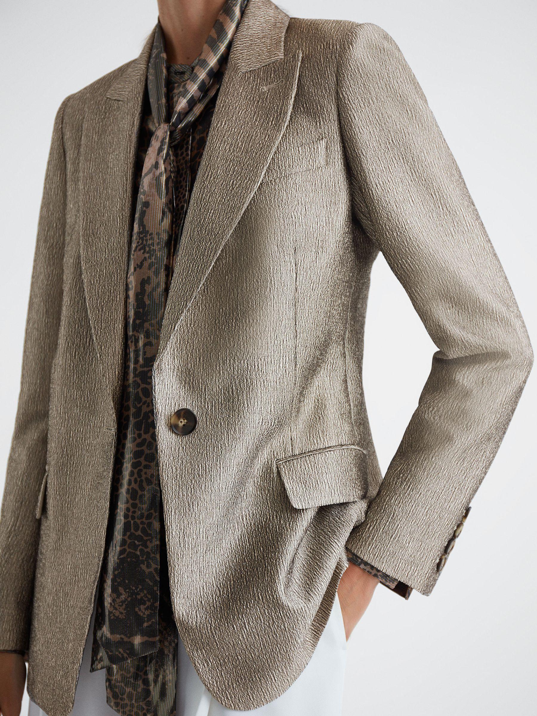 Metallic Single Breasted Blazer in Gold Product Image