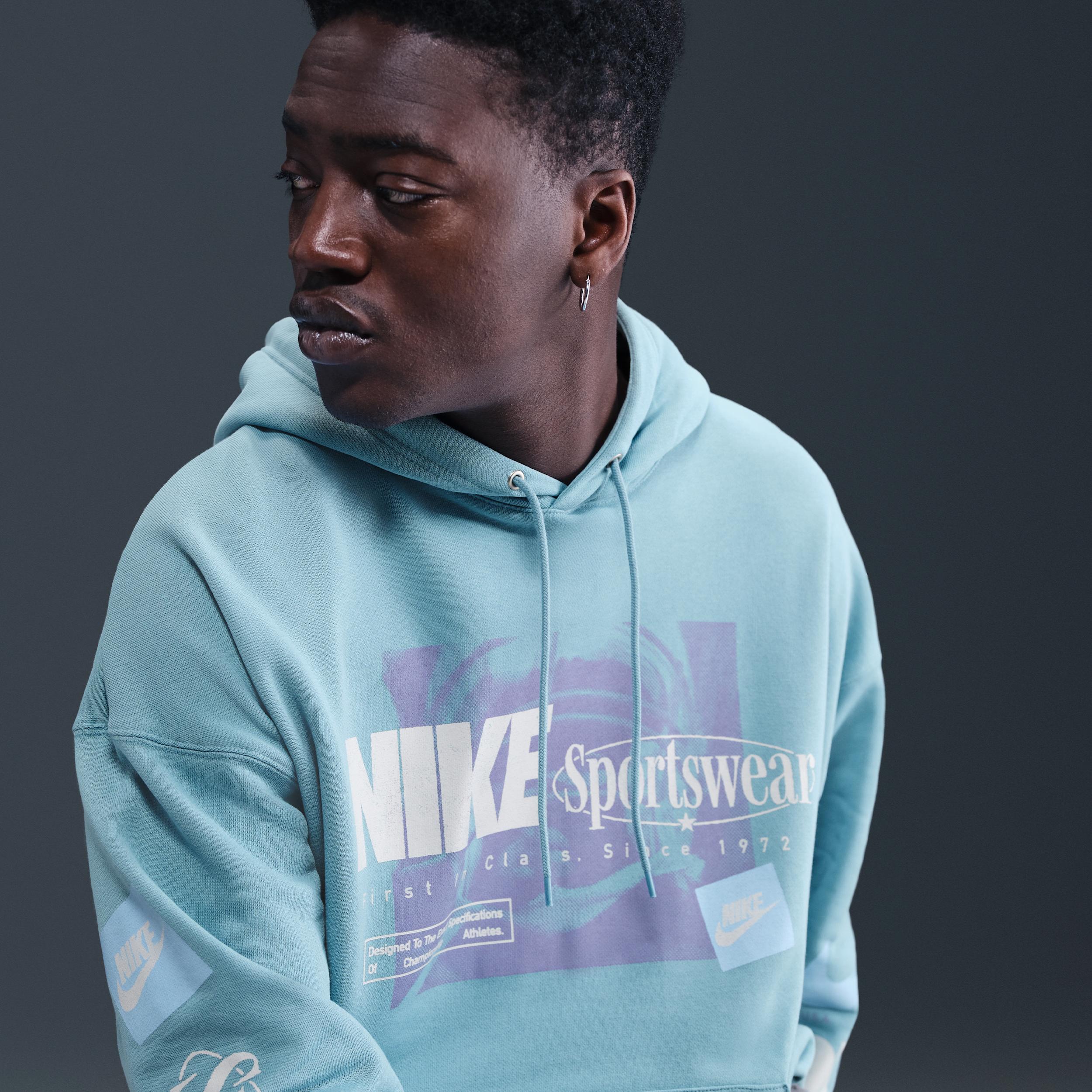 Nike Mens Club Oversized French Terry Pullover Hoodie | IB8257-464 Product Image
