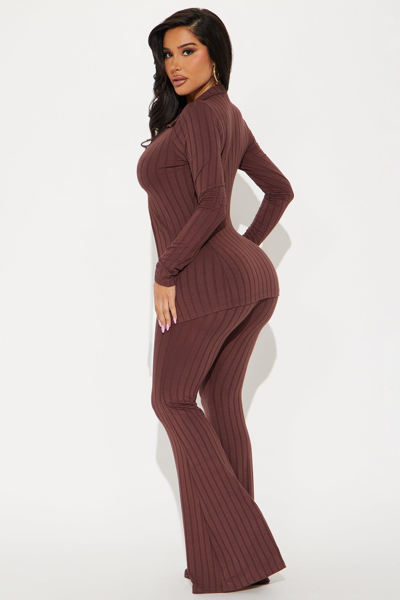 Dalia Flyaway Pant Set - Brown Product Image