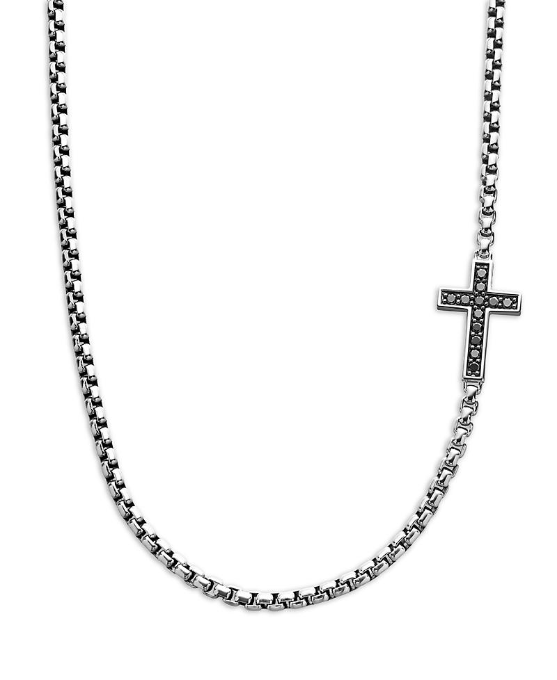 Mens Cross Station Necklace in Sterling Silver Product Image