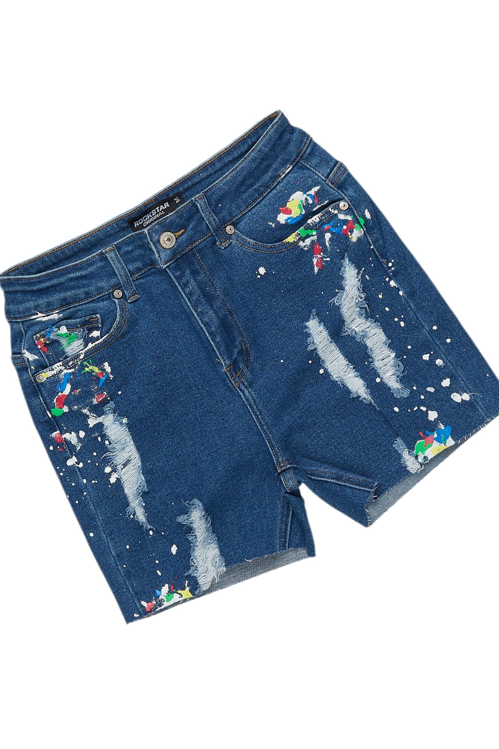 Camesha Green/Blue Denim Short Set Female Product Image