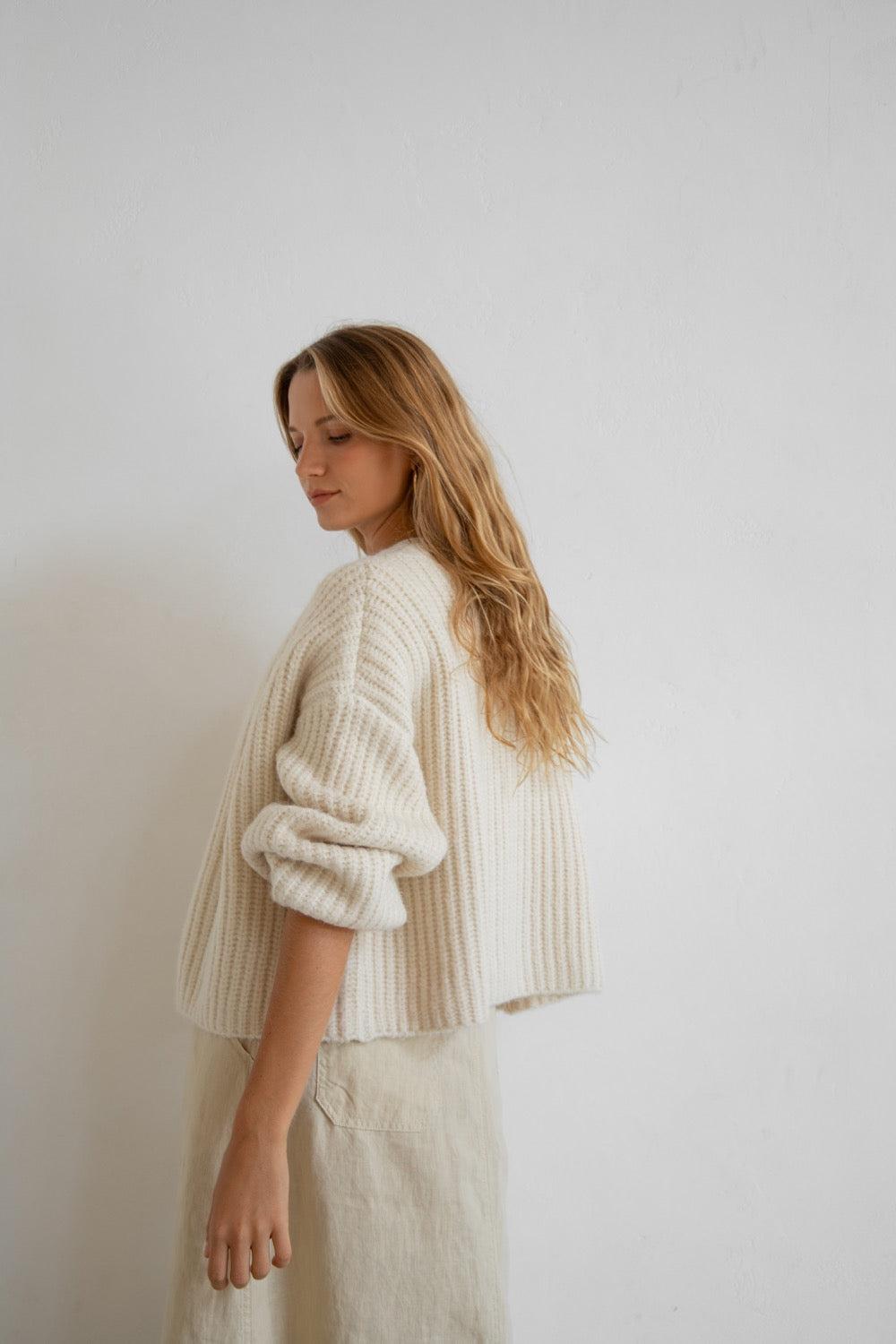 Elsie Knit Cardigan Cream Product Image