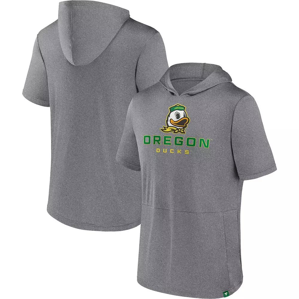 Men's Fanatics Branded Heather Gray Oregon Ducks Modern Stack Hoodie T-Shirt,  Product Image