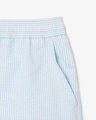 Mid Length Striped Textured Swim Trunks Product Image