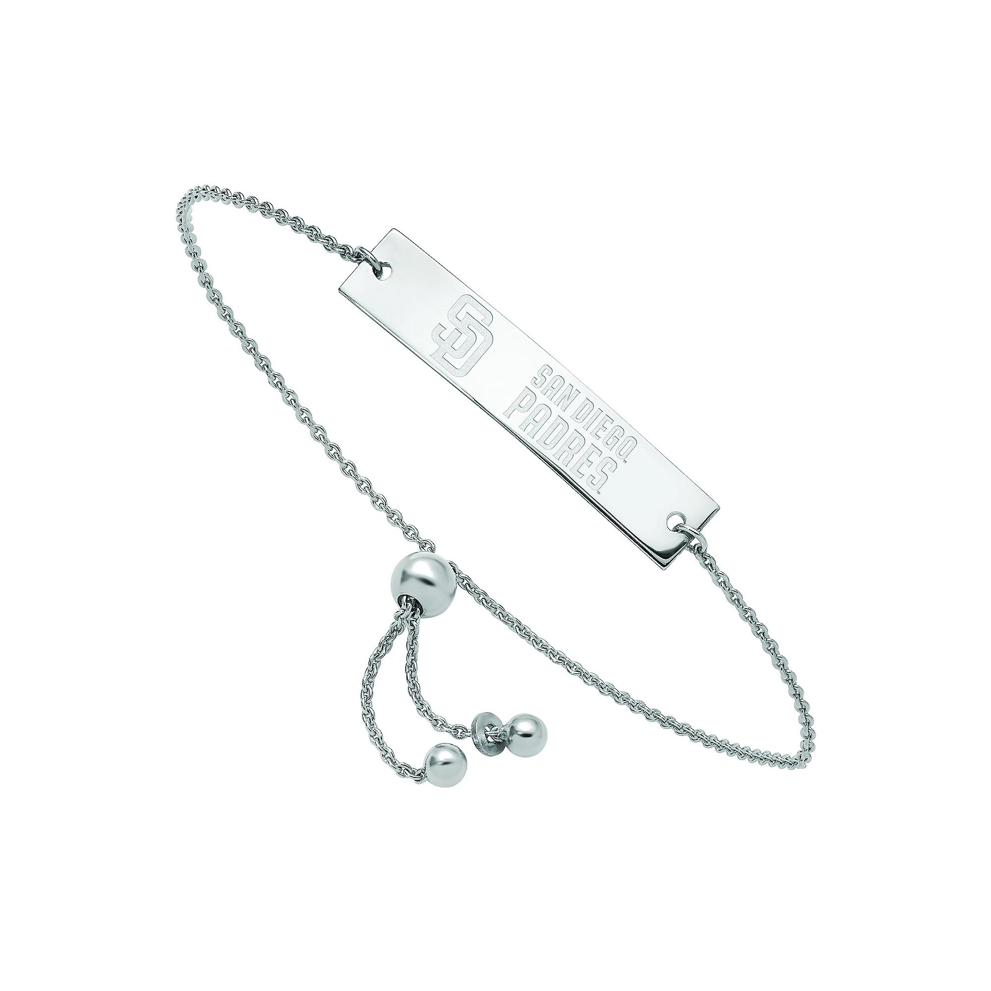 LogoArt Sterling Silver San Diego Padres Small Bar Adjustable Bracelet, Women's, Size: 9" Product Image
