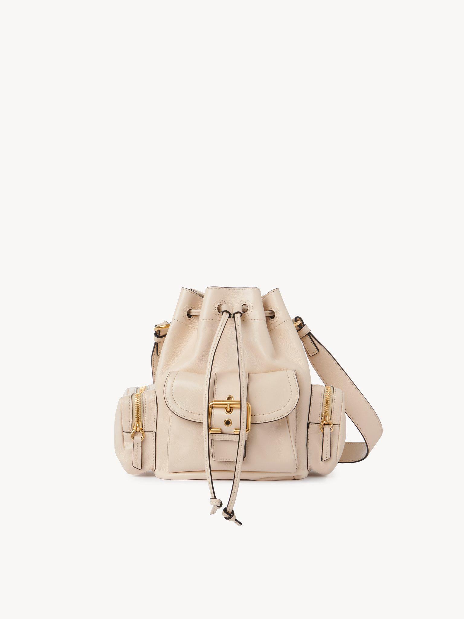 Camera Bucket bag in shiny leather Product Image