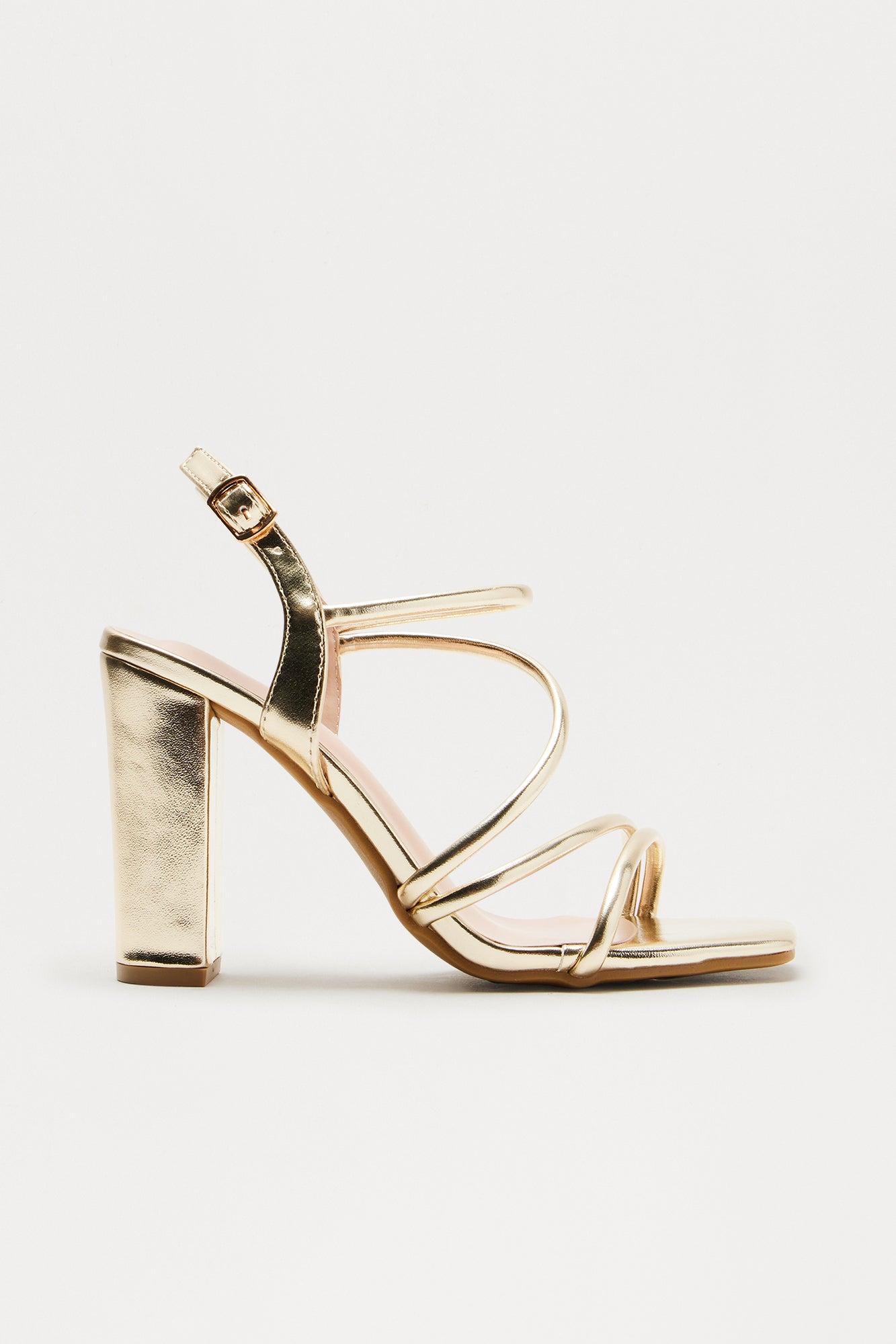 Cassian Ankle Strap Heels - Gold Product Image