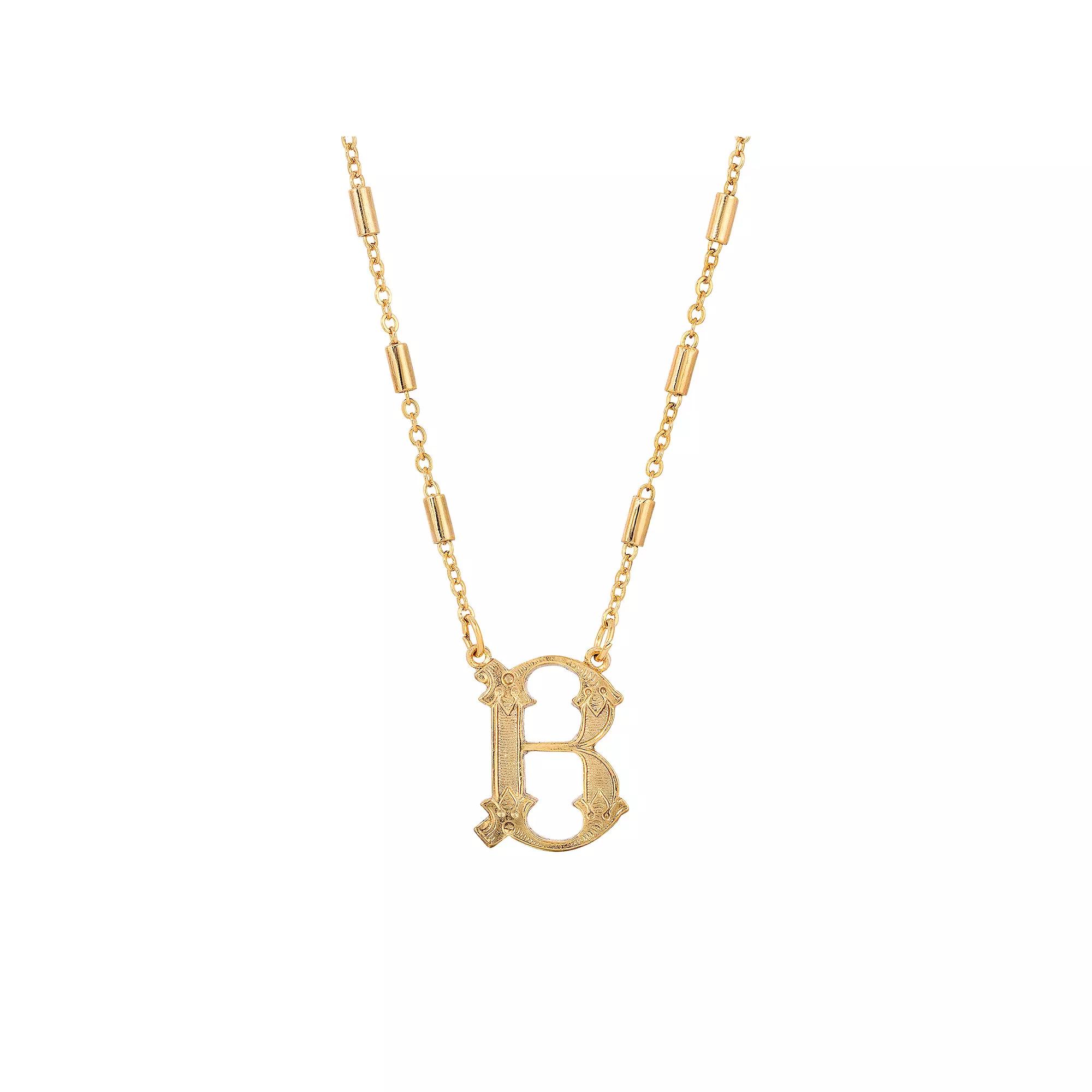 1928 Gold Tone Initial Necklace, Womens, Yellow W Product Image