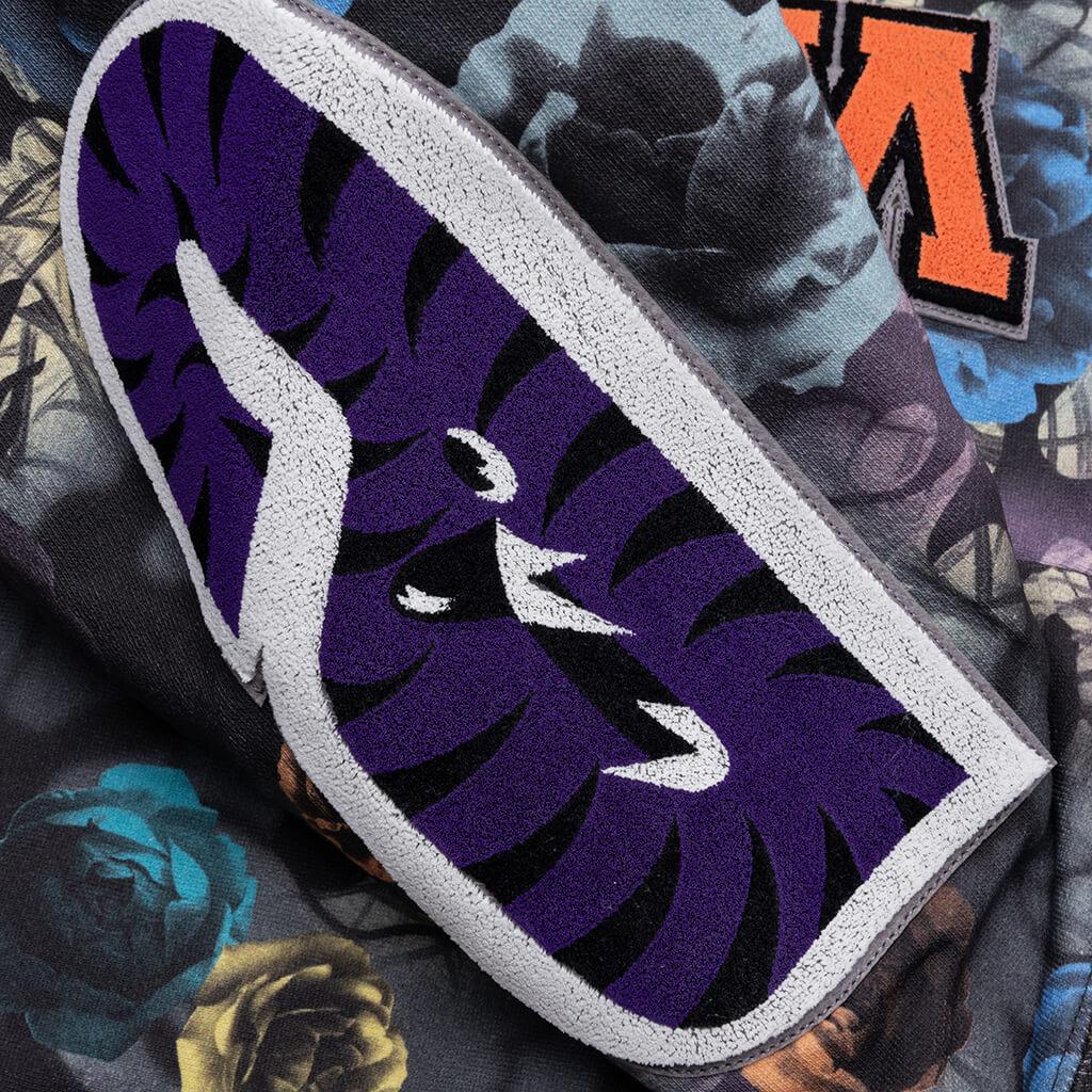 Floral Camo Shark Relaxed Fit Full Zip Hoodie - Black Male Product Image