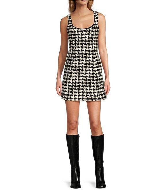 Antonio Melani Macy Wool Blend Houndstooth Square Neck Sleeveless Mini Sheath Dress Product Image