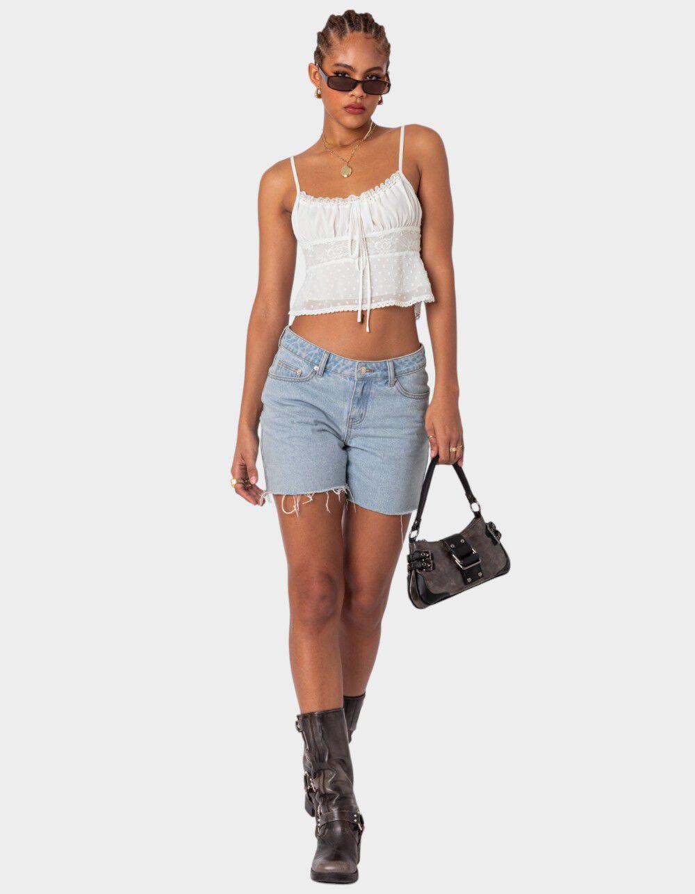 EDIKTED Wendy Tie Back Lacey Top - WHITE Product Image