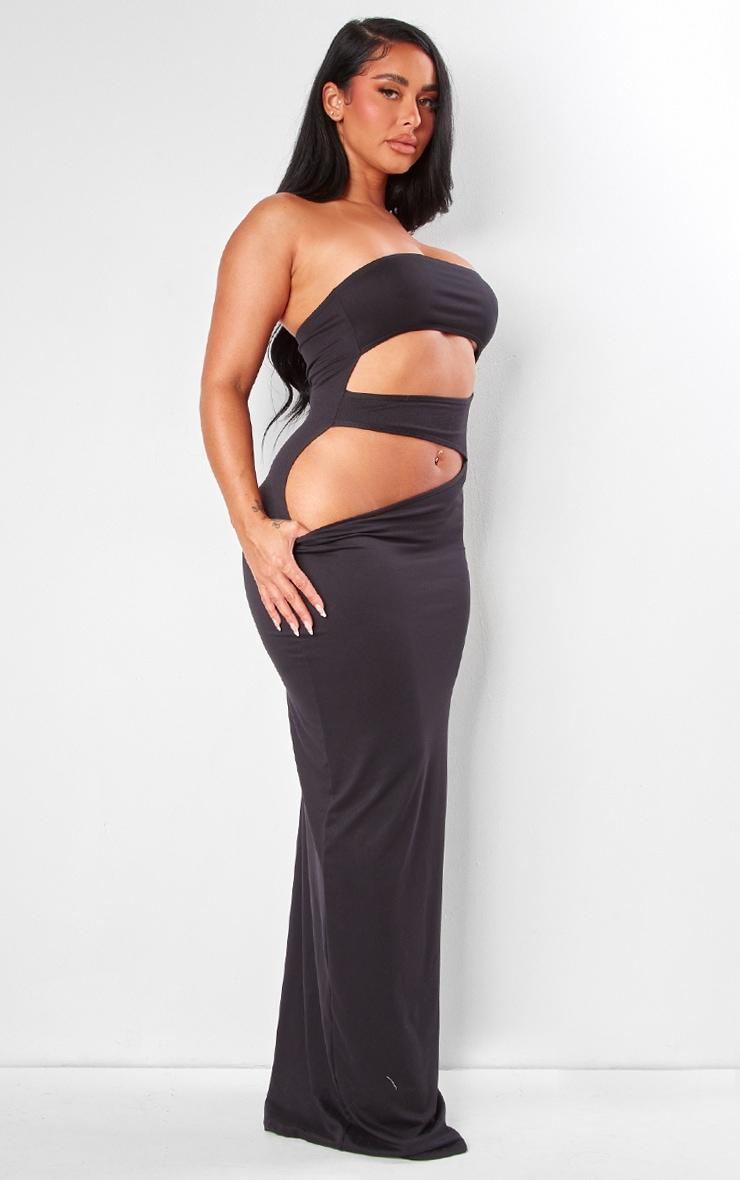  Shape Black Sculpted Bandeau Cut Out Maxi Dress Product Image