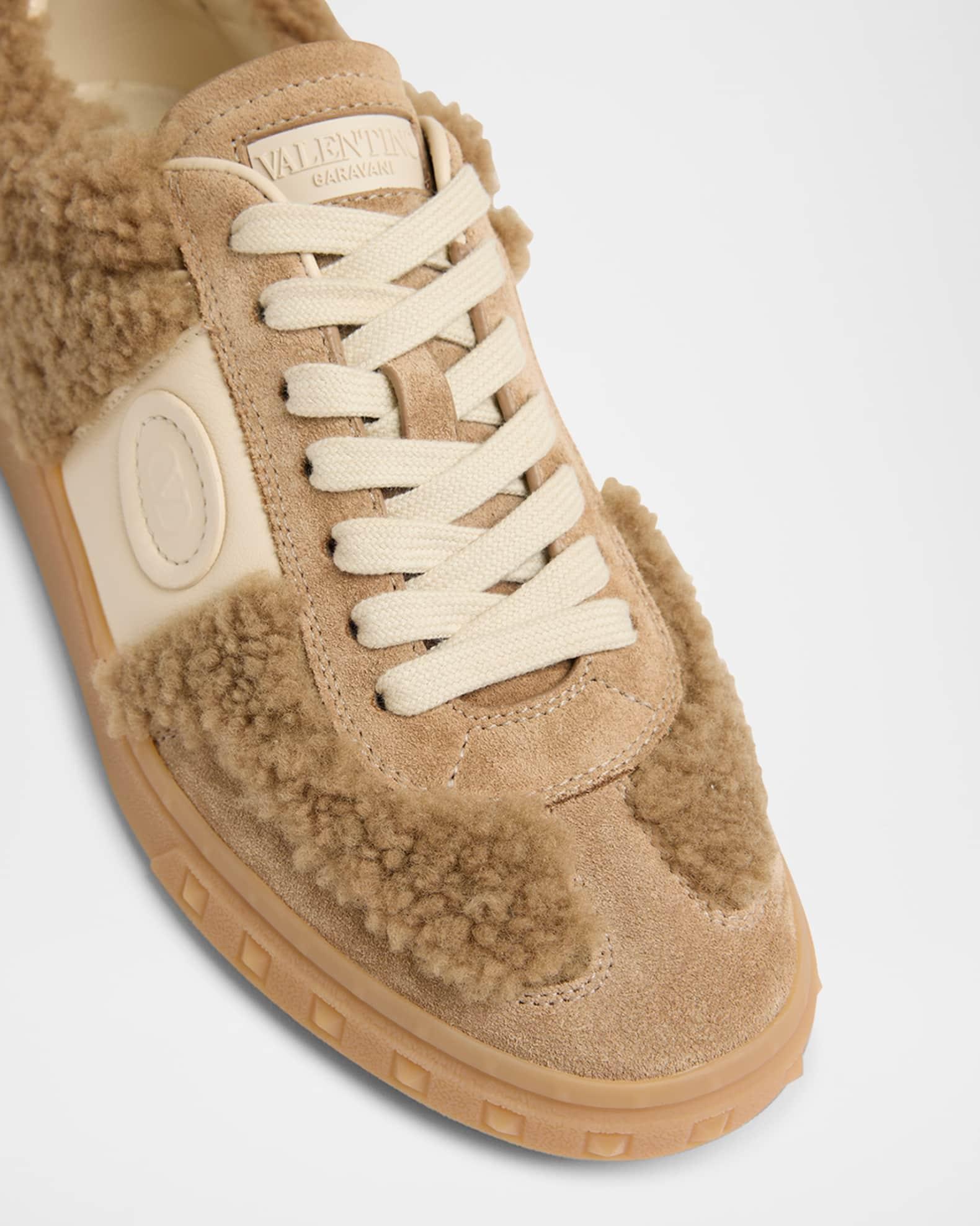 Upvillage Suede Shearling Low-Top Sneakers Product Image