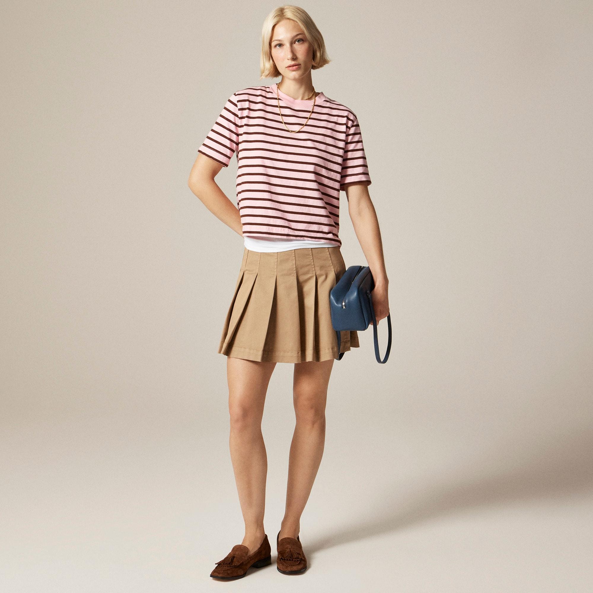 Relaxed premium-weight cropped T-shirt in stripe Product Image