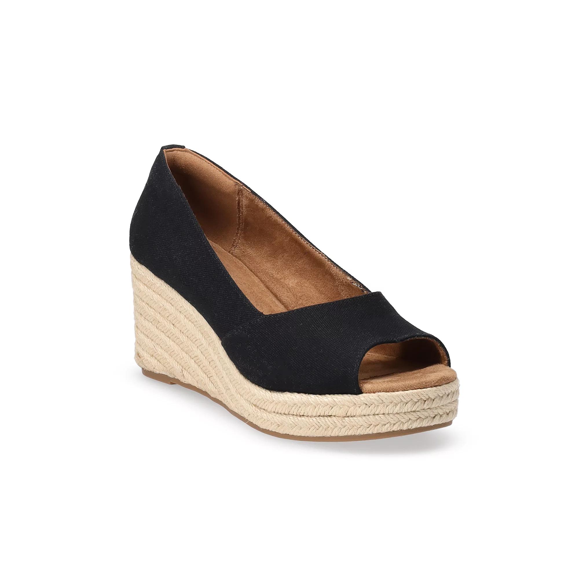TOMS Rania Platform Wedge Women's Slip-On Sandals, Size: 7, Black Product Image