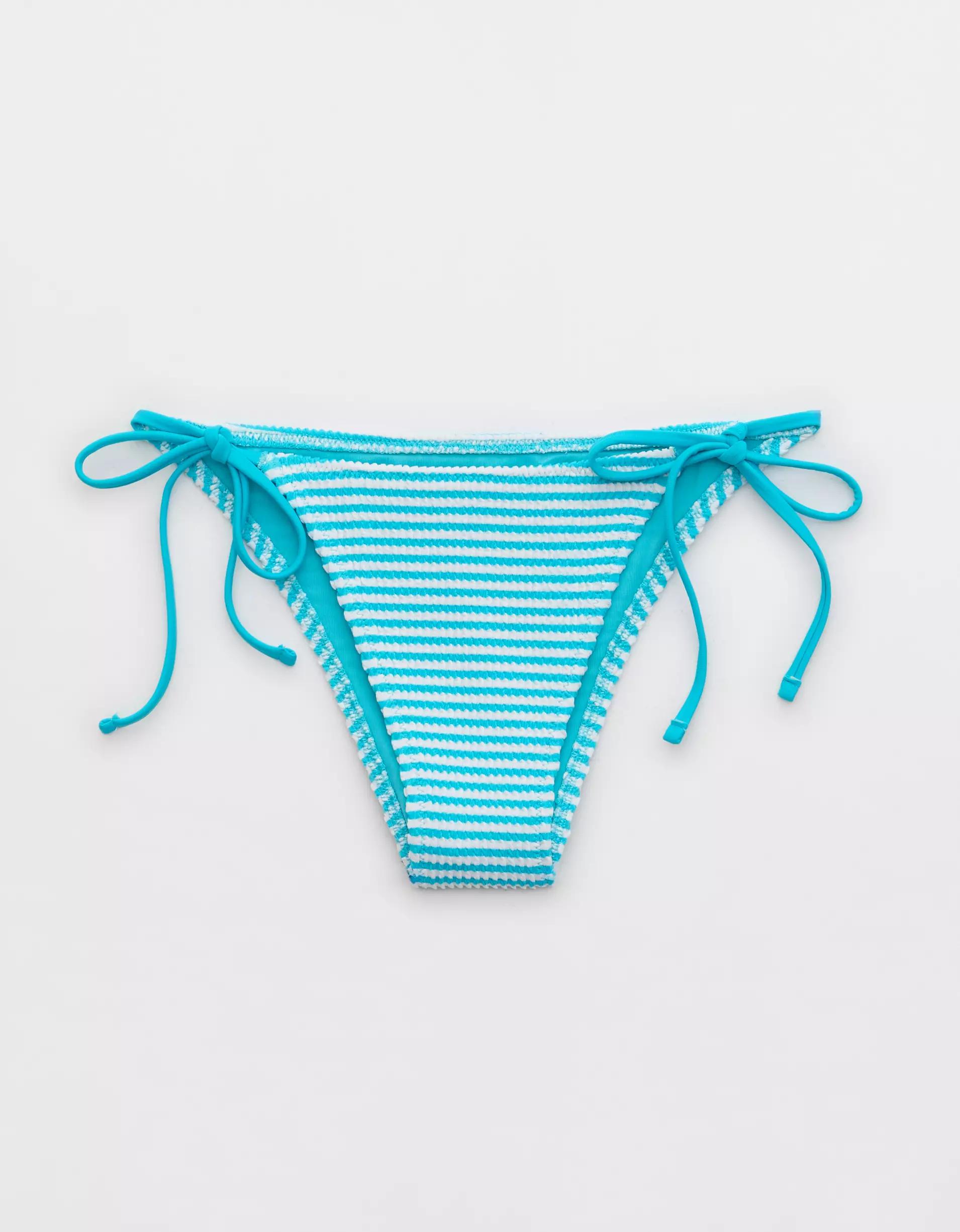 Aerie Crinkle Stripe Cheekiest Tie Bikini Bottom Product Image