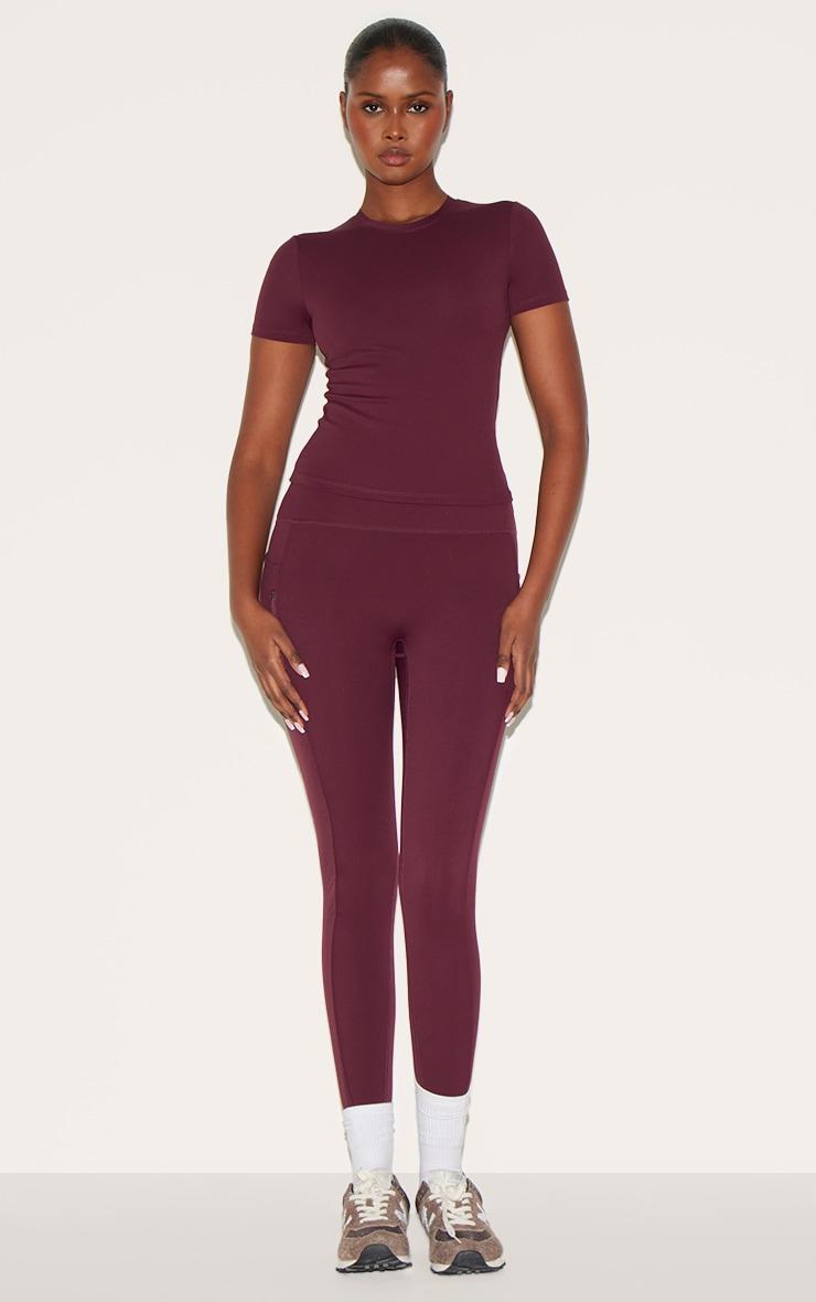 Burgundy Sculpt Side Pocket Gym Leggings Product Image