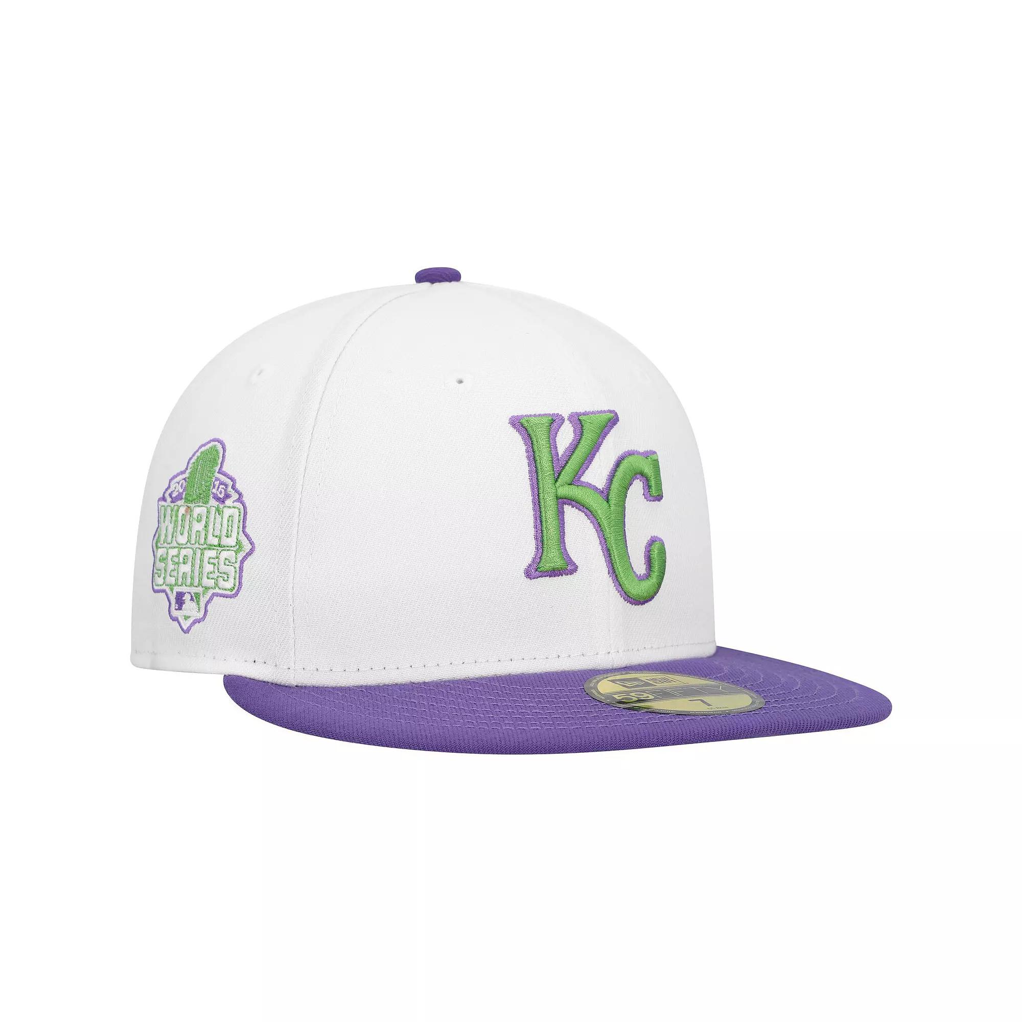 Men's New Era White Kansas City Royals  Side Patch 59FIFTY Fitted Hat, Size: 7 3/8 Product Image