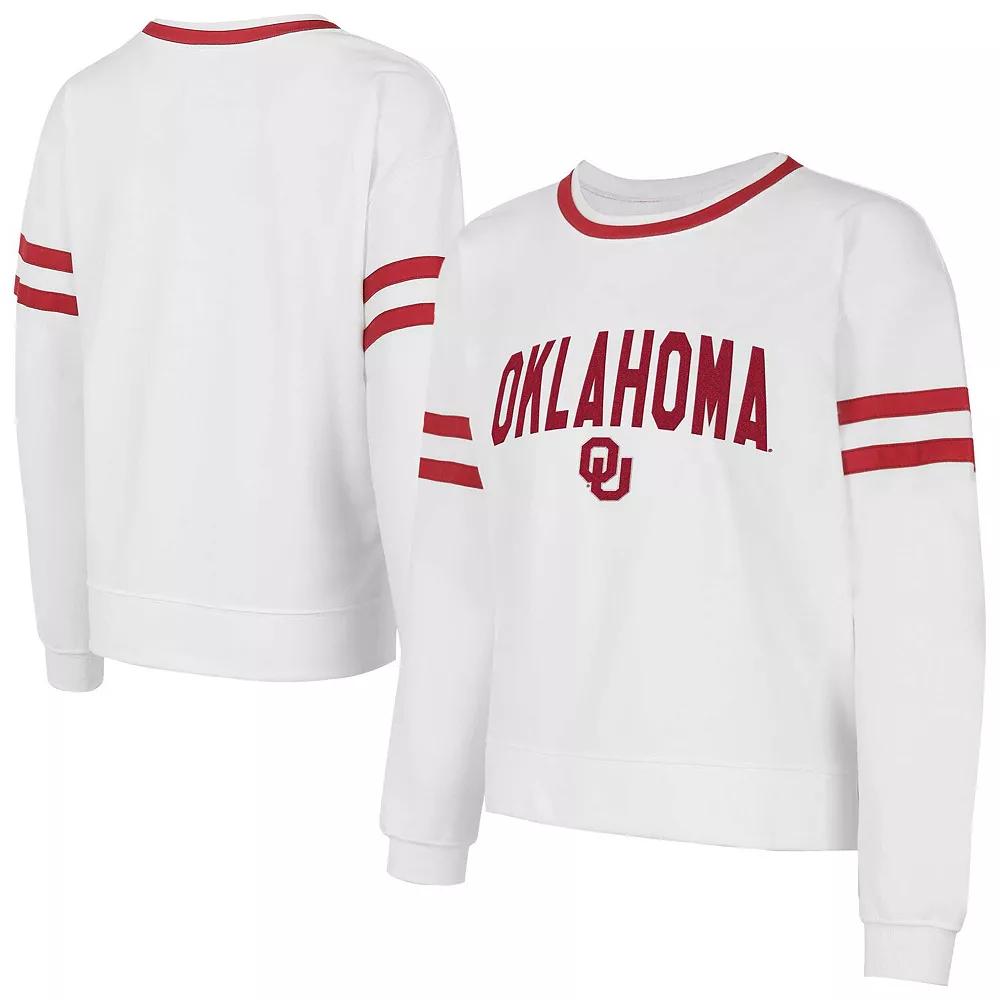 Women's Concepts Sport White Oklahoma Sooners Borough French Terry Arch Over Long Sleeve T-Shirt,  Product Image