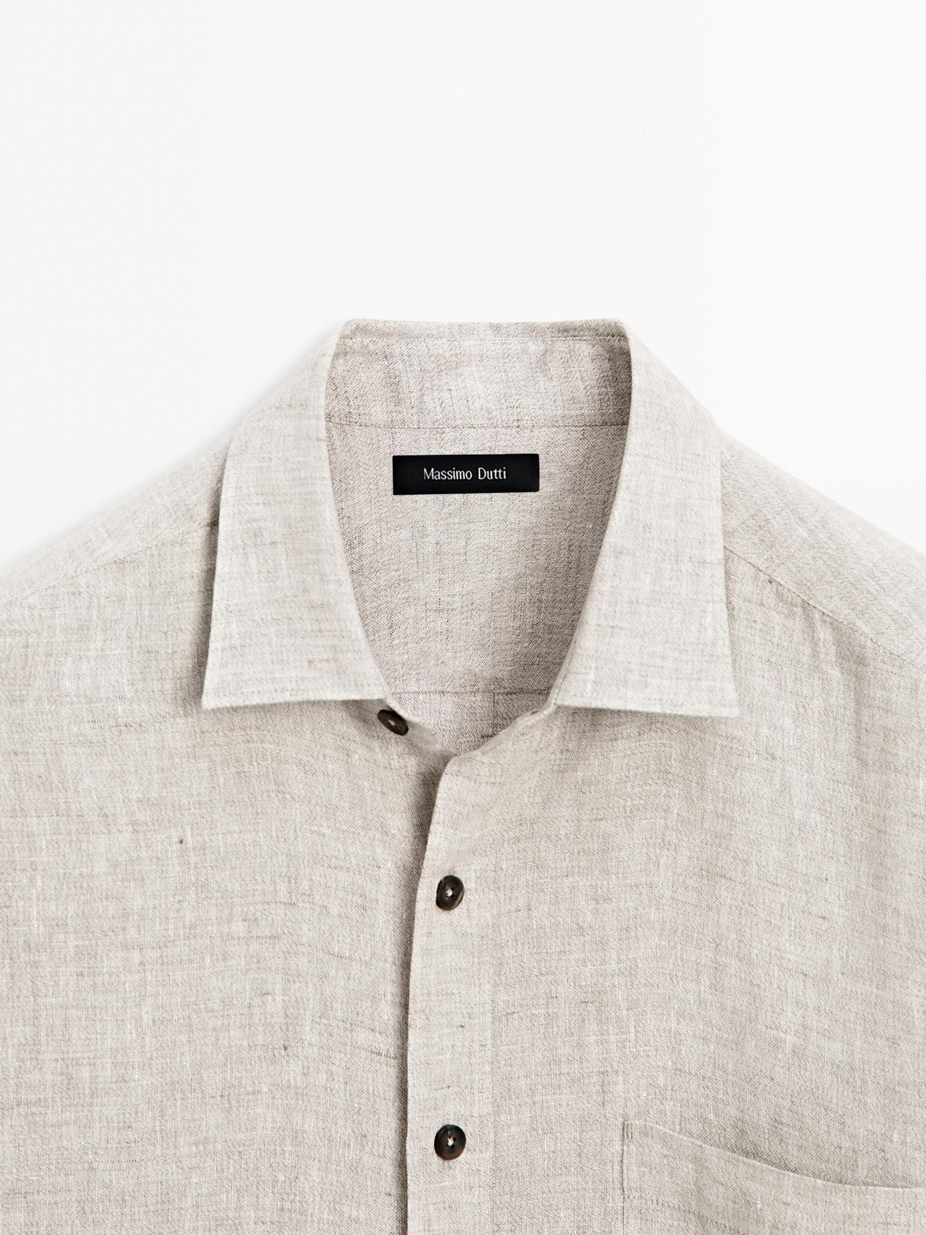 100% linen regular fit shirt Product Image