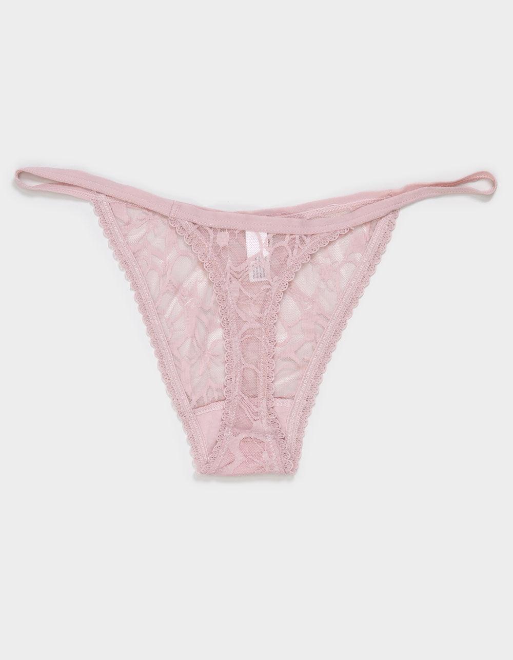 FULL TILT All Over Floral Lace Thong - DUSTY PINK Product Image