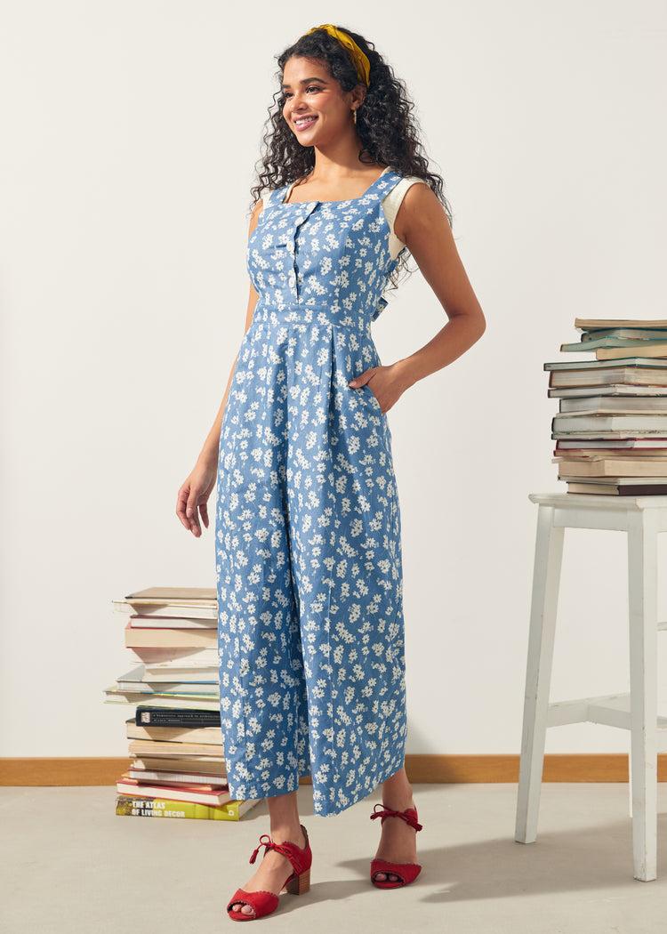 A Playful Bouquet Button-Front Jumpsuit Product Image