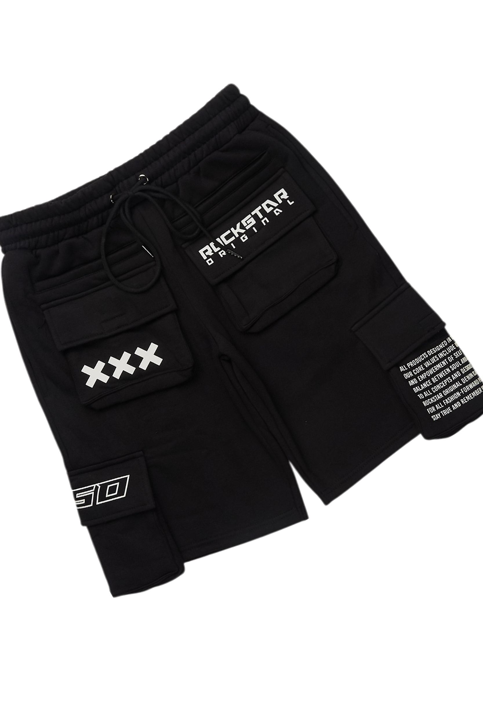 Akos Black/Red T-Shirt/Denim Short Set Male Product Image