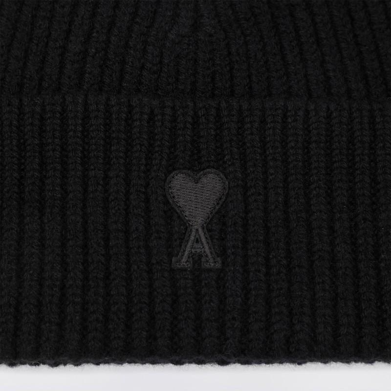 AMI ALEXANDRE MATTIUSSI Ami Paris Ami De Coeur Black Wool Hat Men Product Image