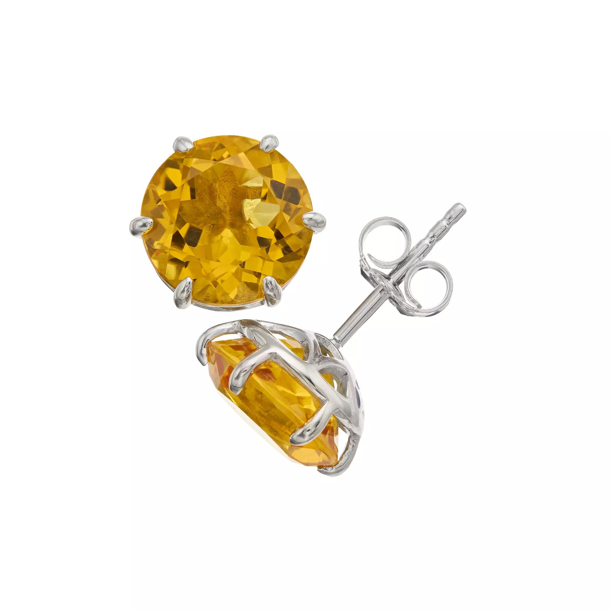 SIRI USA by TJM Sterling Silver Lab-Created Citrine Solitaire Stud Earrings, Women's Product Image