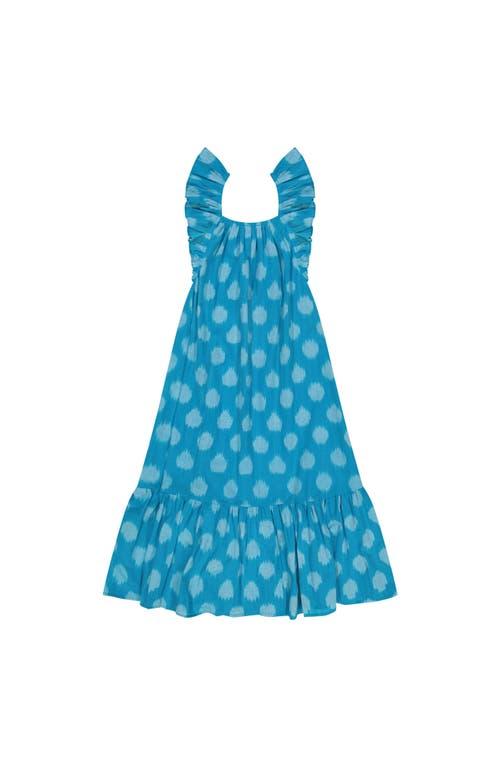 Mer St. Barth Eva Women's Ruffle Sundress Cerulean Blue Ikat at Nordstrom, Size Large Product Image