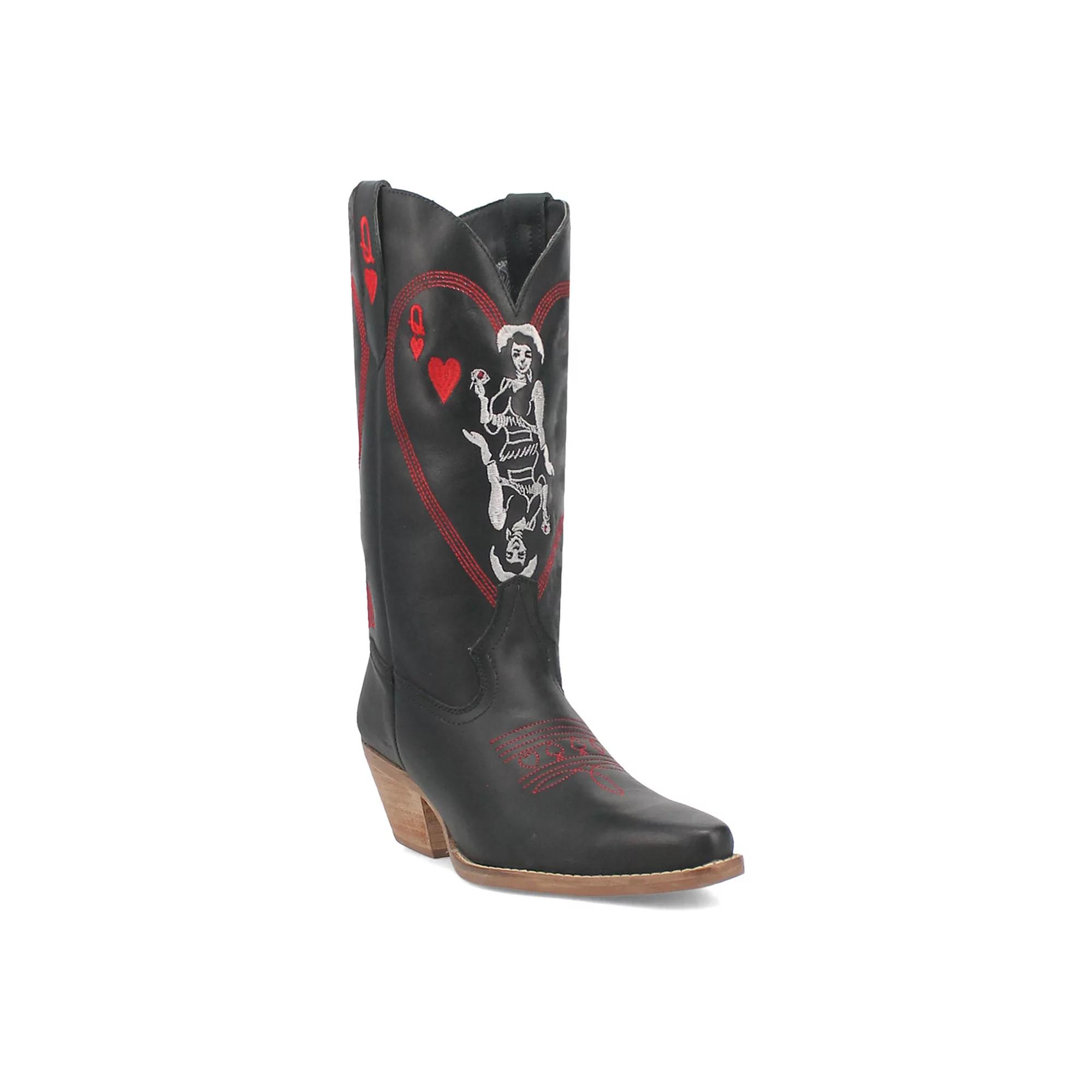 Women's Dingo Queen A Hearts Leather Western Boots,  Product Image