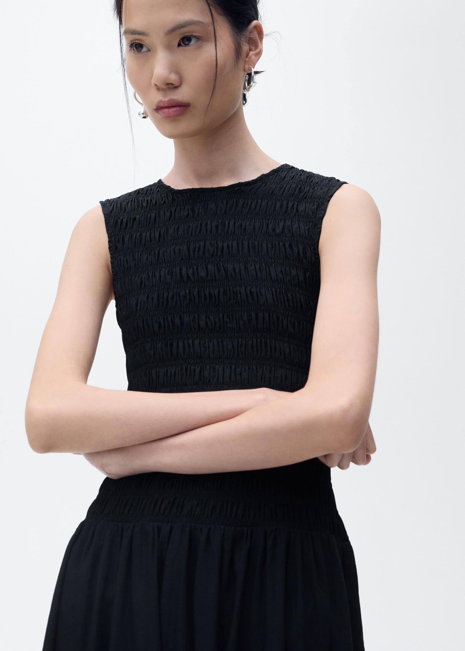 Flared dress with gathered body - Women | MANGO USA Product Image