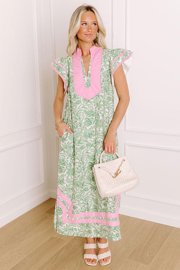 Veranda Views Floral Midi Dress in Green Product Image