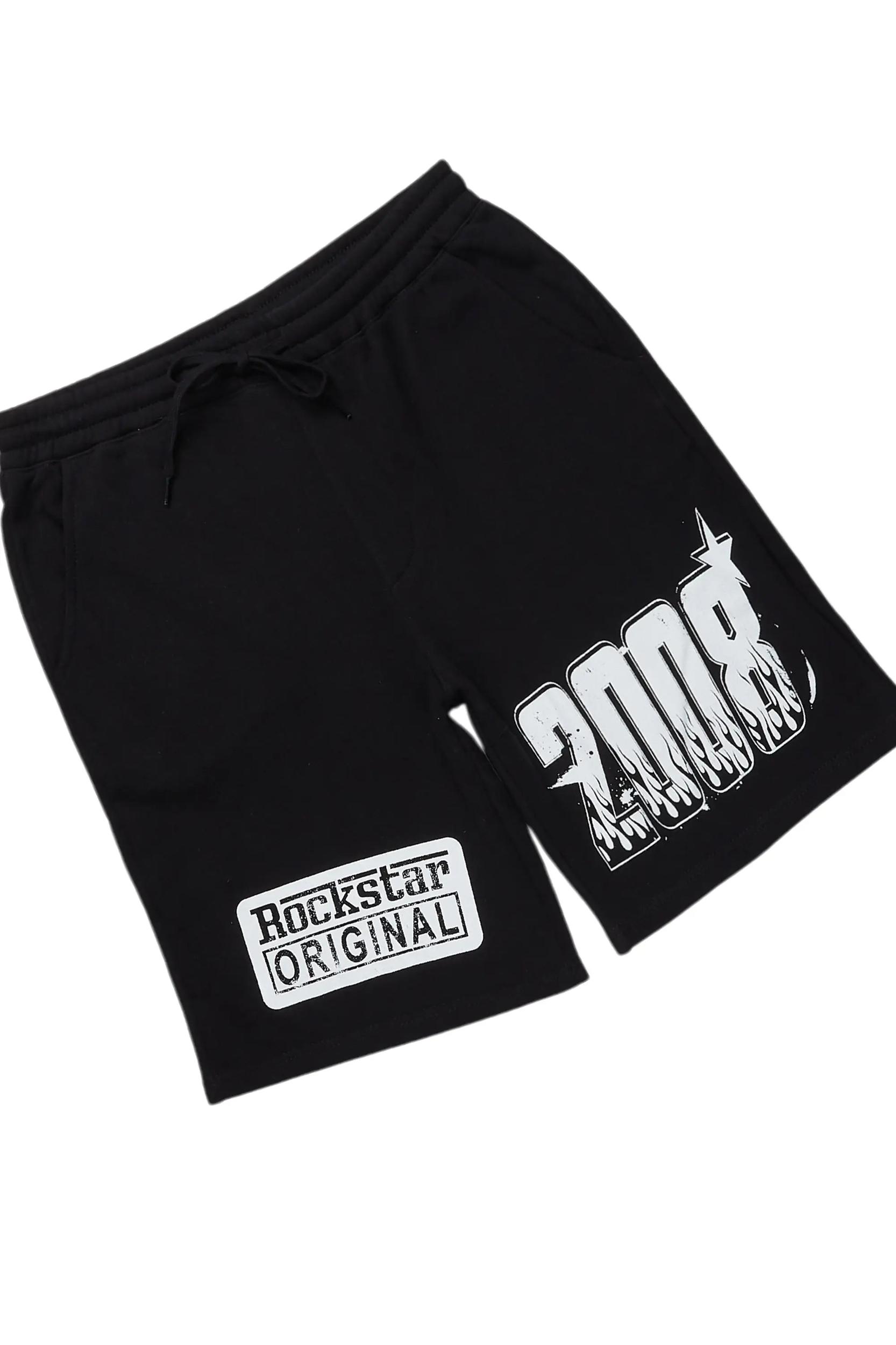 Amos Black Graphic T-Shirt Short Set Male Product Image