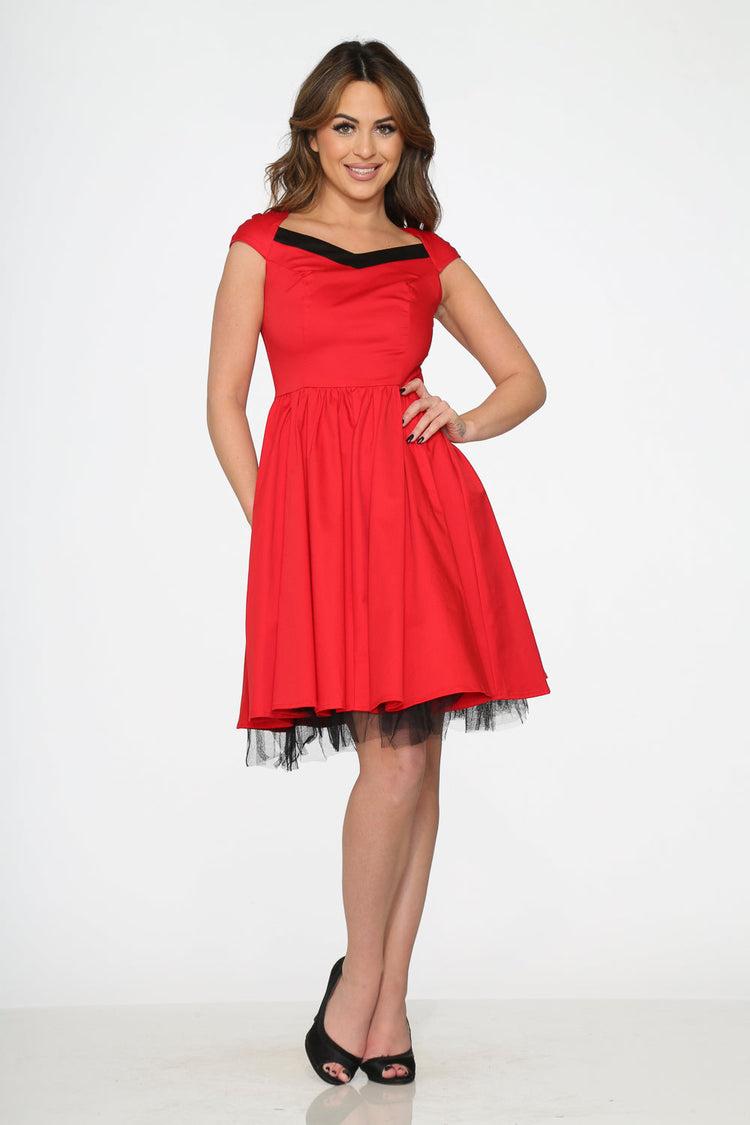 Red & Black Trim Swing Dress Product Image